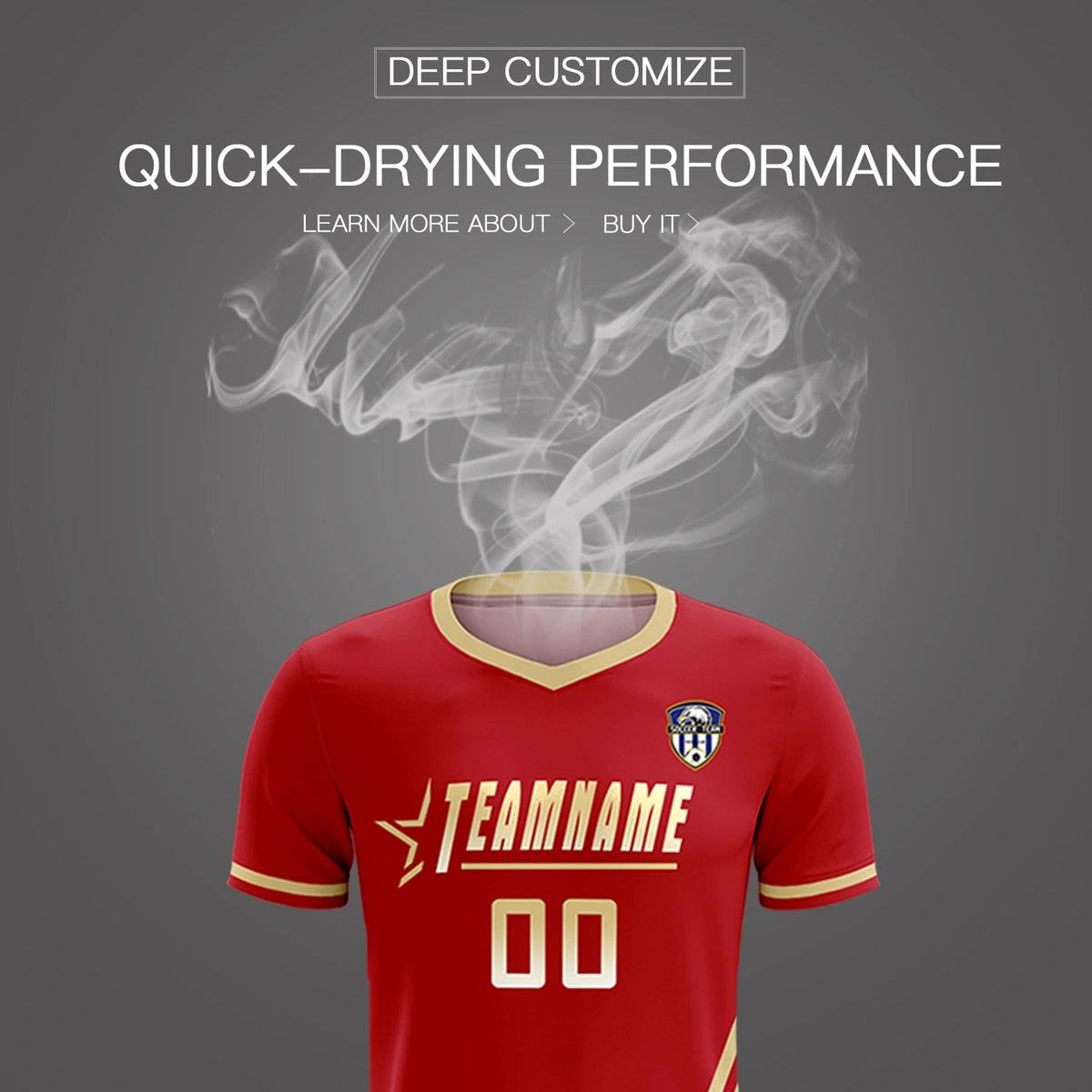 Custom Red Khaki-Khaki Gradient Fashion Sportswear Soccer Sets Jersey