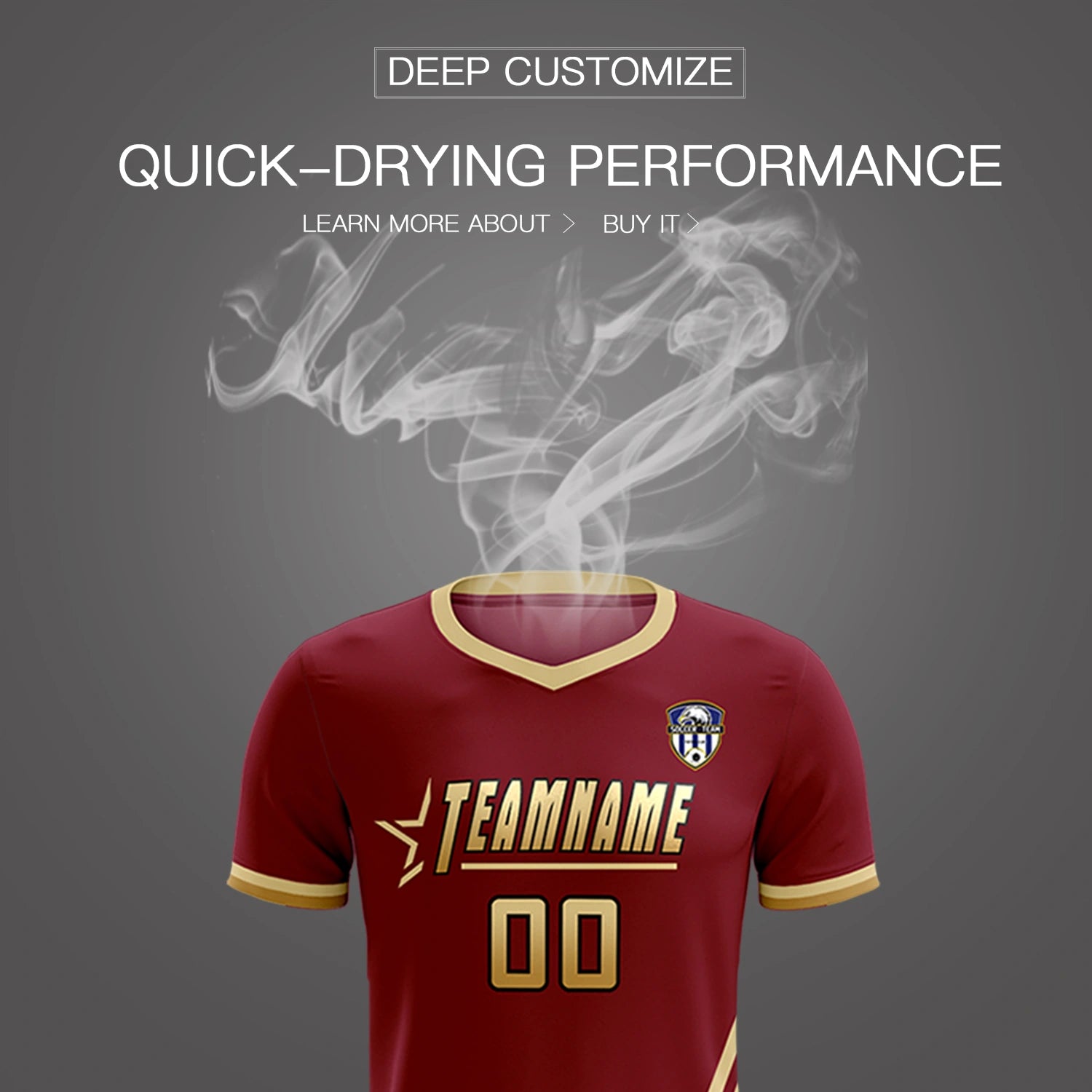 Custom Crimson Khaki-Old Gold Gradient Fashion Sportswear Soccer Sets Jersey