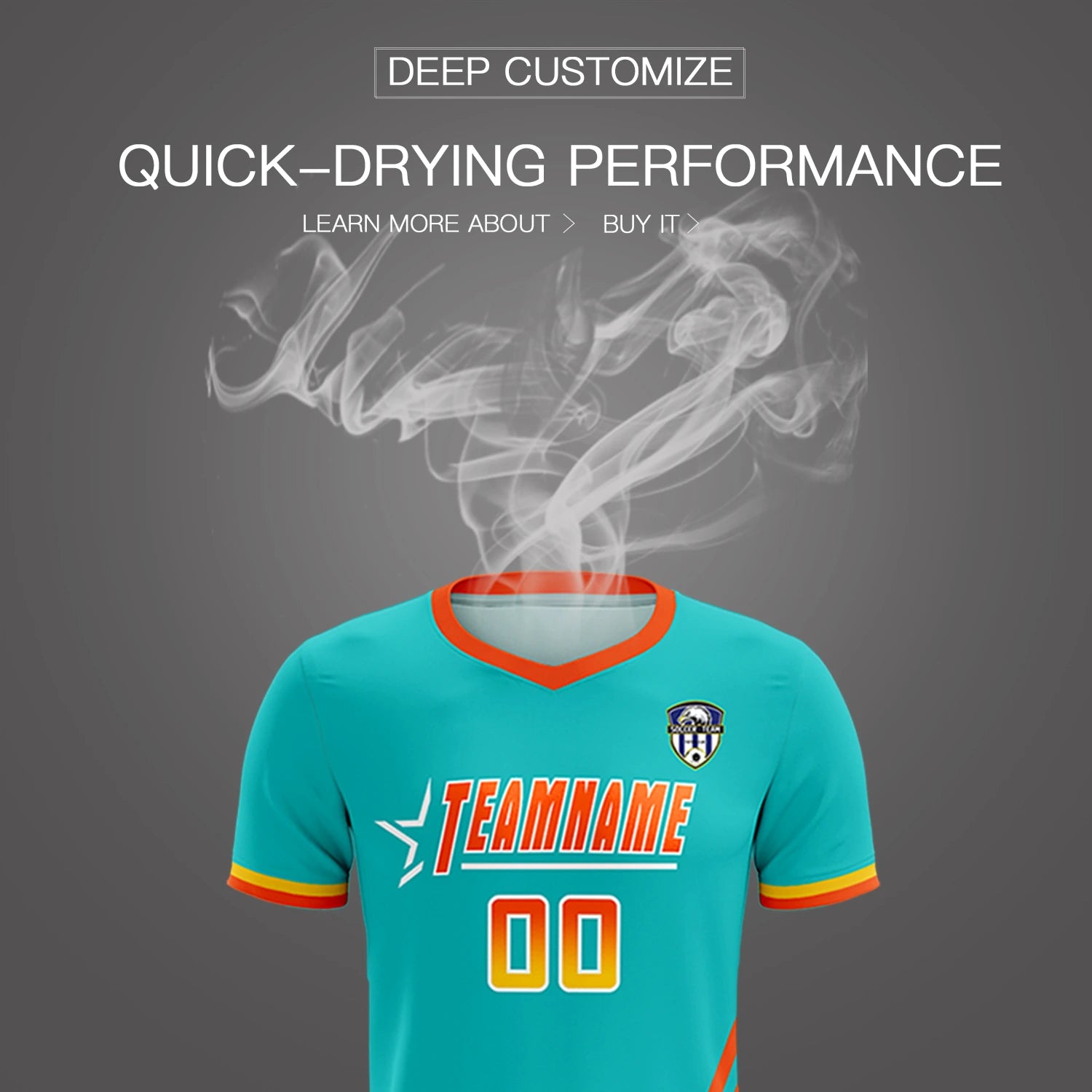 Custom Aqua Orange-Gold01 Gradient Fashion Sportswear Soccer Sets Jersey