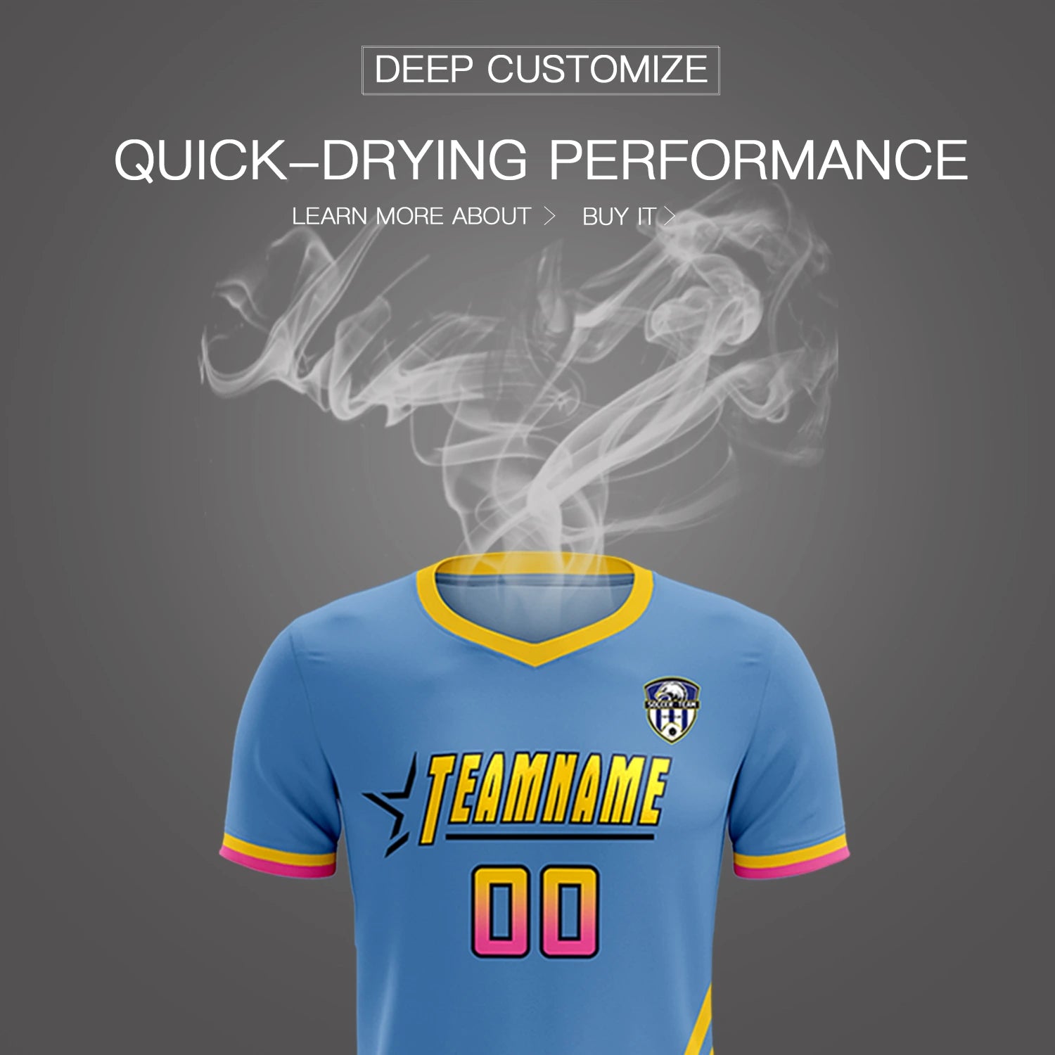 Custom Light Blue Gold01-Pink Gradient Fashion Sportswear Soccer Sets Jersey