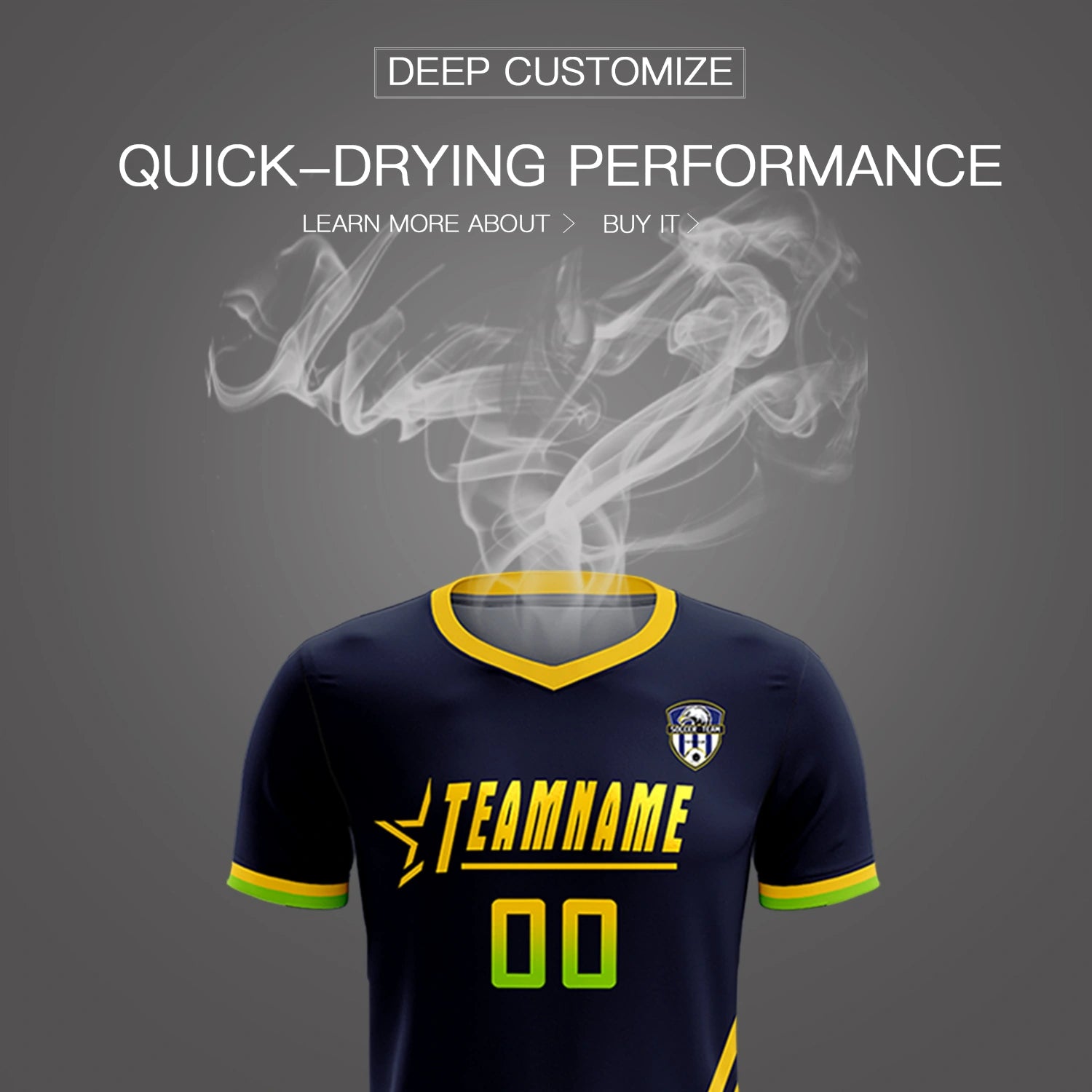 Custom Navy Gold01-Neon Green Gradient Fashion Sportswear Soccer Sets Jersey