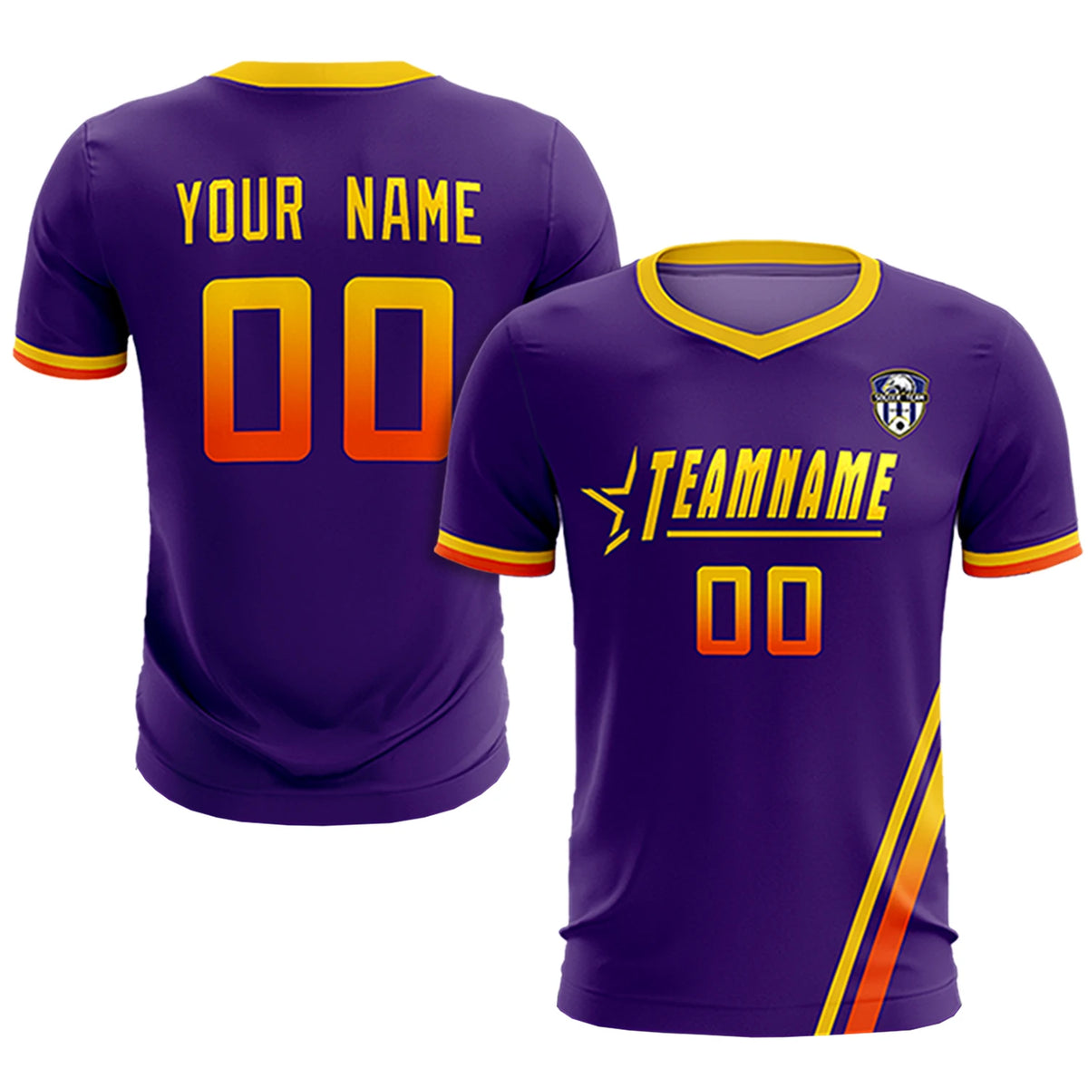 Custom Purple Gold01-Orange Gradient Fashion Sportswear Soccer Sets Jersey