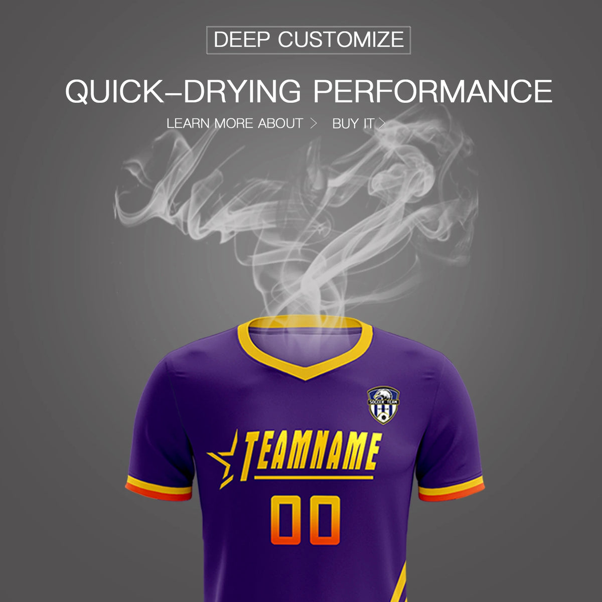 Custom Purple Gold01-Orange Gradient Fashion Sportswear Soccer Sets Jersey