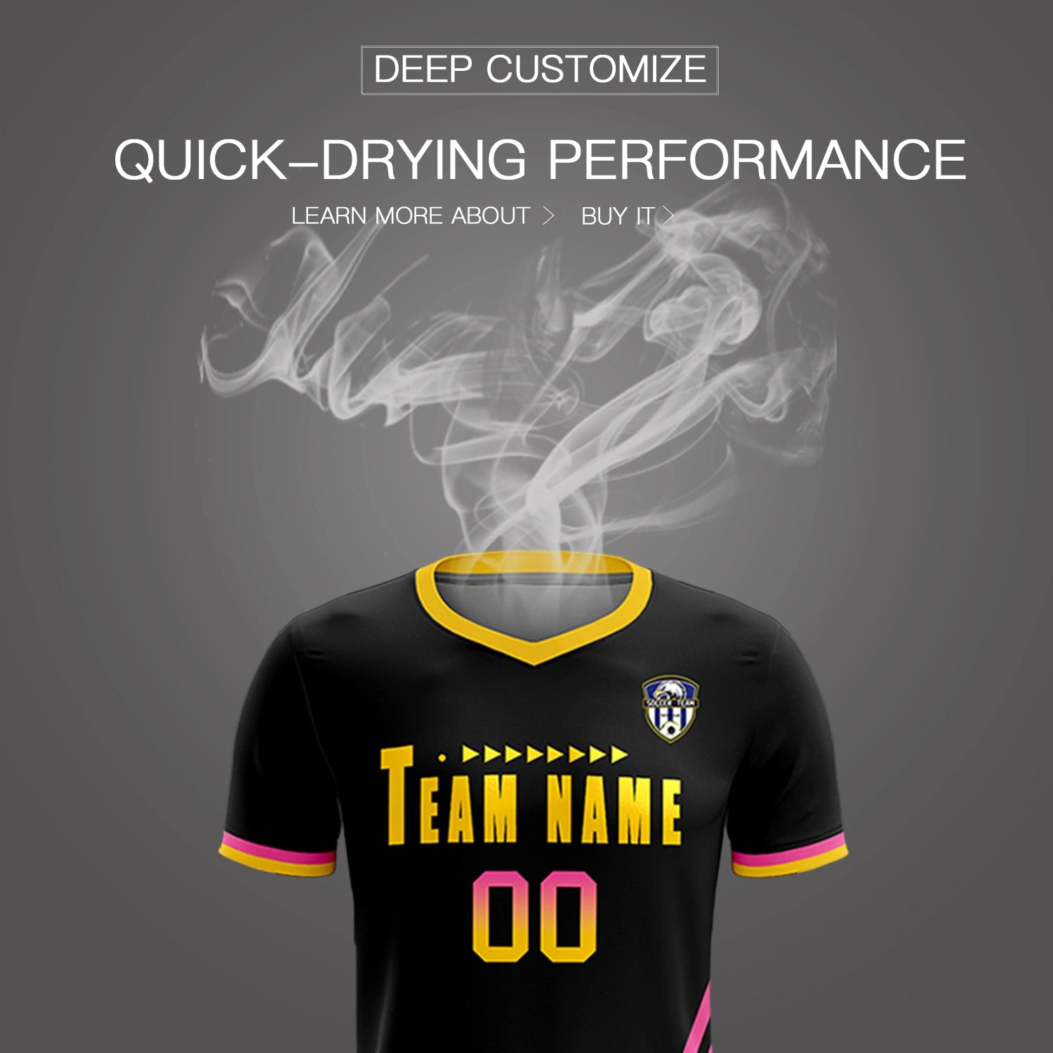 Custom Black Pink-Gold01 Gradient Fashion Sportswear Soccer Sets Jersey