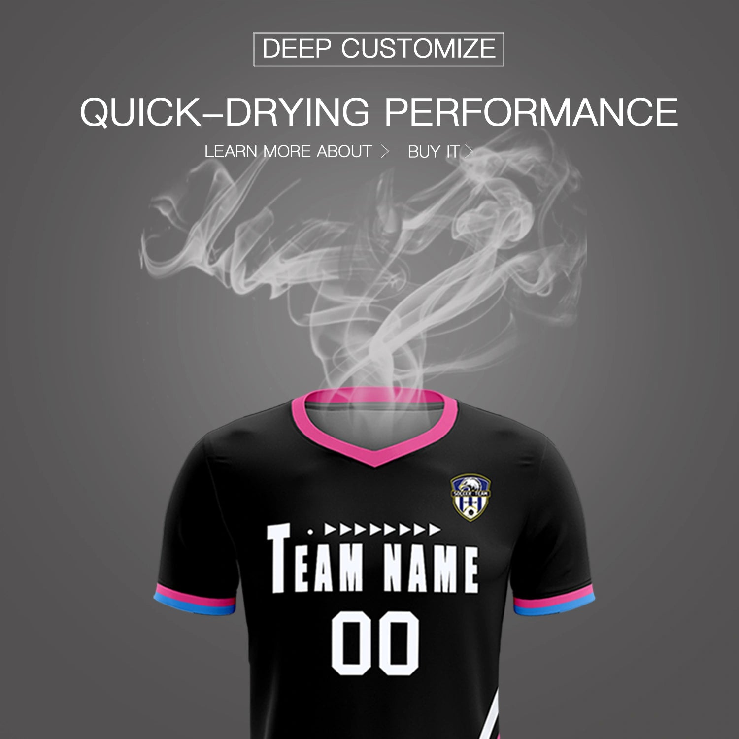 Custom Black White-Pink Gradient Fashion Sportswear Soccer Sets Jersey