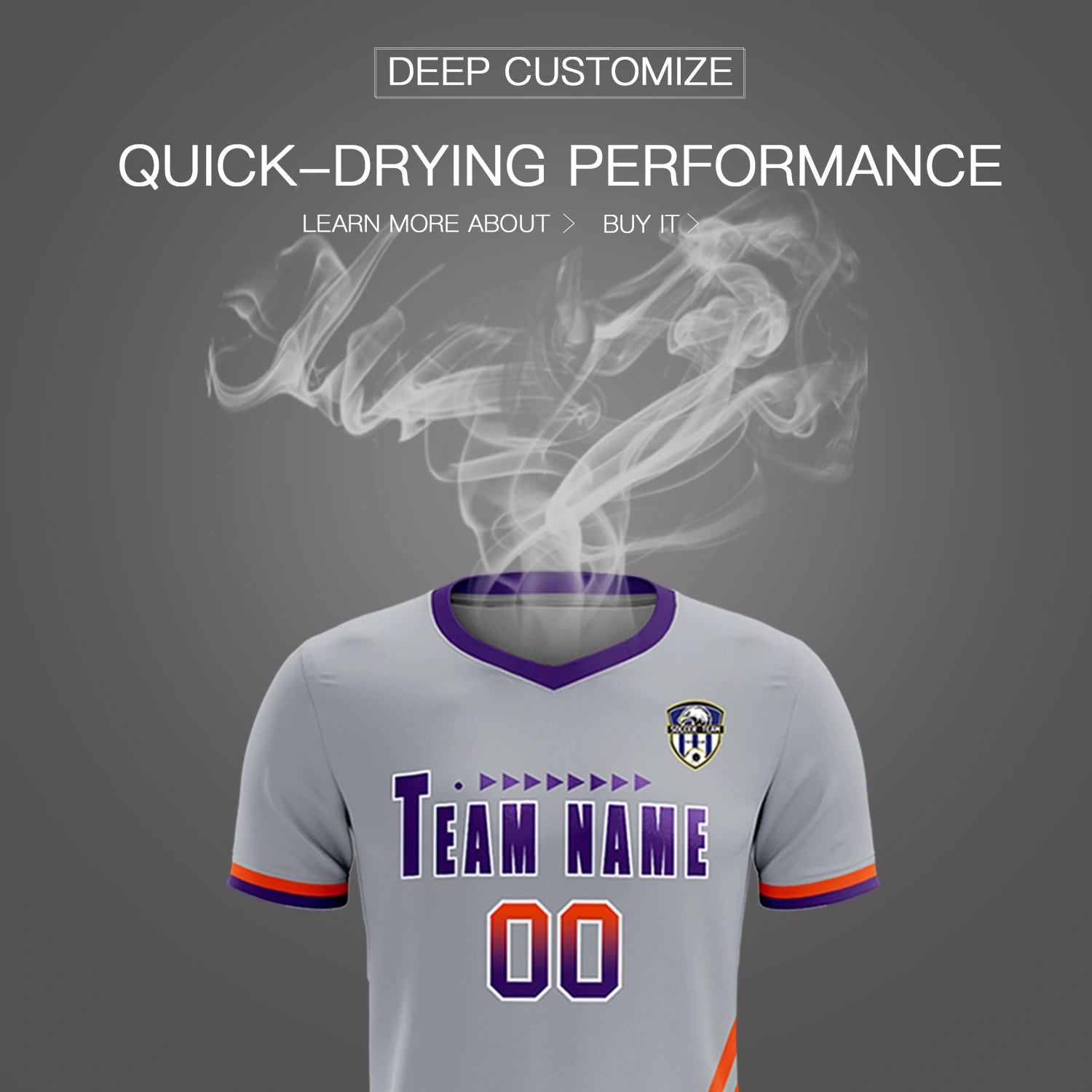 Custom Gray Orange-Purple Gradient Fashion Sportswear Soccer Sets Jersey