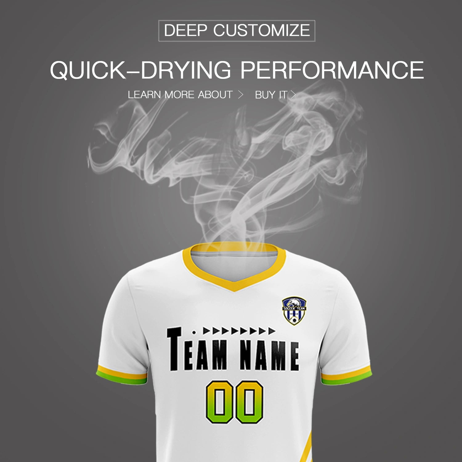 Custom White Gold01-Neon Green Gradient Fashion Sportswear Soccer Sets Jersey