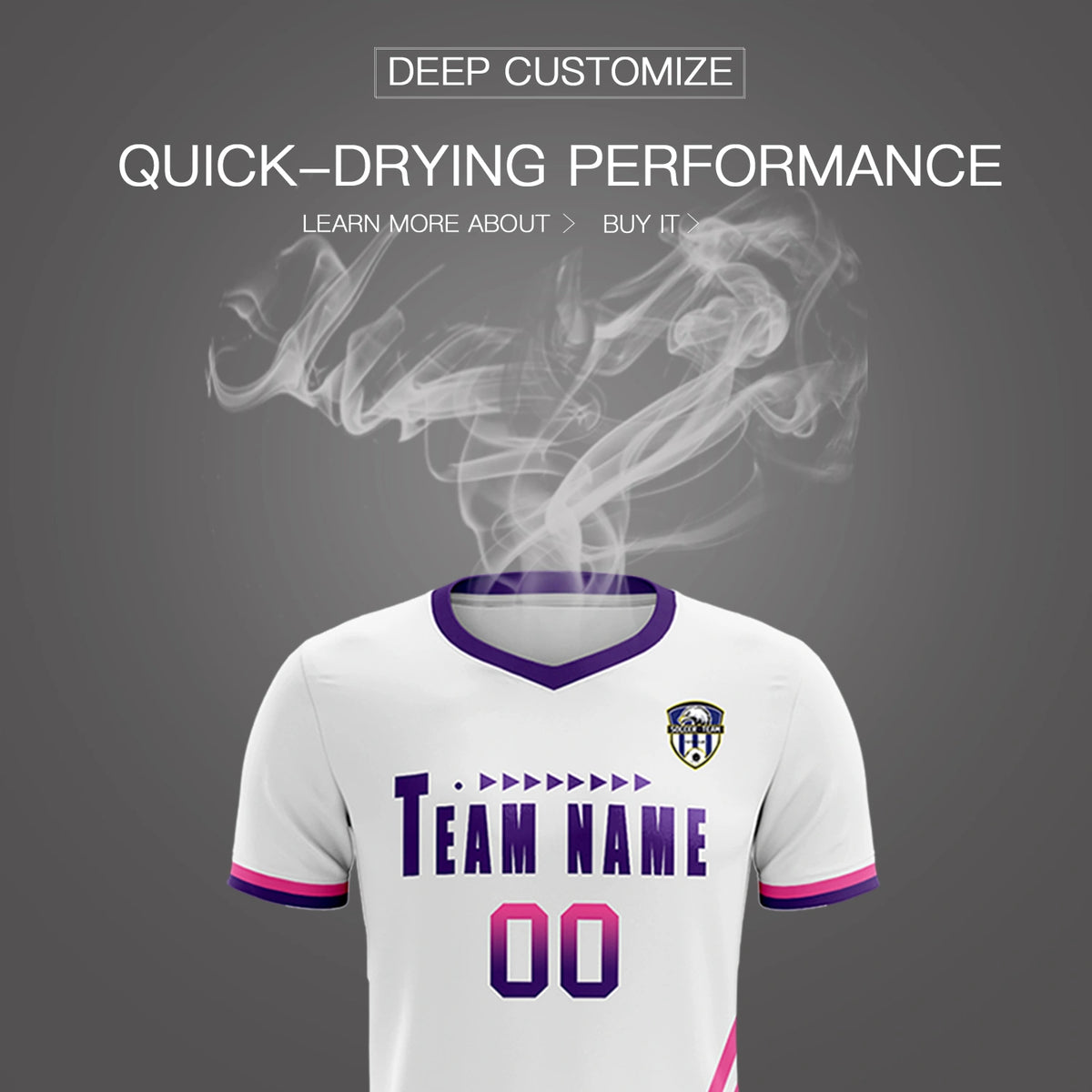 Custom White Pink-Purple Gradient Fashion Sportswear Soccer Sets Jersey