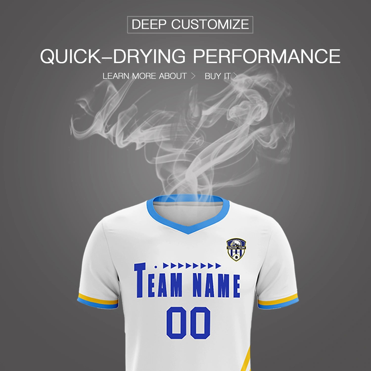 Custom White Gold01-Powder Blue Gradient Fashion Sportswear Soccer Sets Jersey