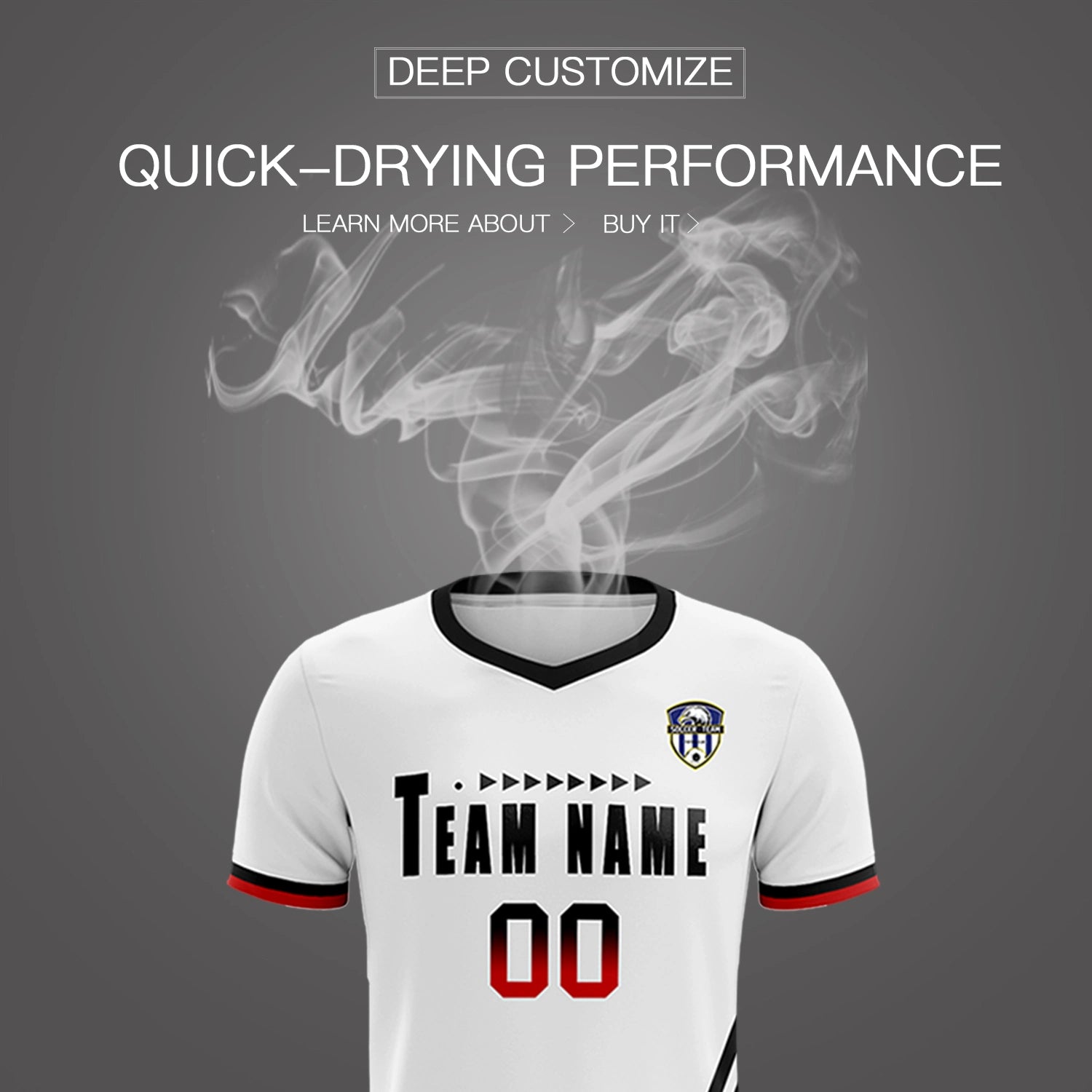 Custom White Black-Red Gradient Fashion Sportswear Soccer Sets Jersey