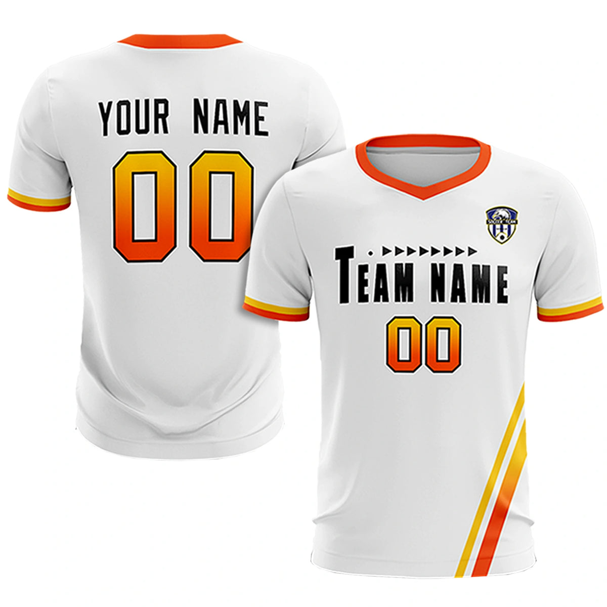 Custom White Gold01-Orange Gradient Fashion Sportswear Soccer Sets Jersey