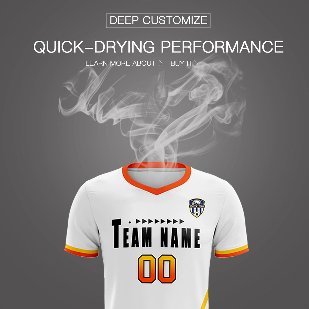 Custom White Gold01-Orange Gradient Fashion Sportswear Soccer Sets Jersey