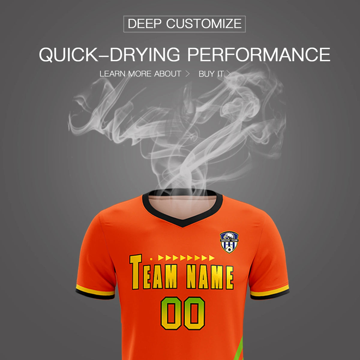 Custom Orange Neon Green-Gold01 Gradient Fashion Sportswear Soccer Sets Jersey