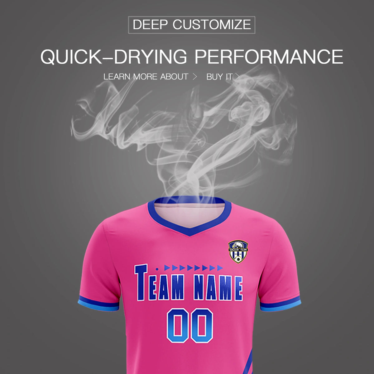 Custom Pink Royal Blue-Powder Blue Gradient Fashion Sportswear Soccer Sets Jersey