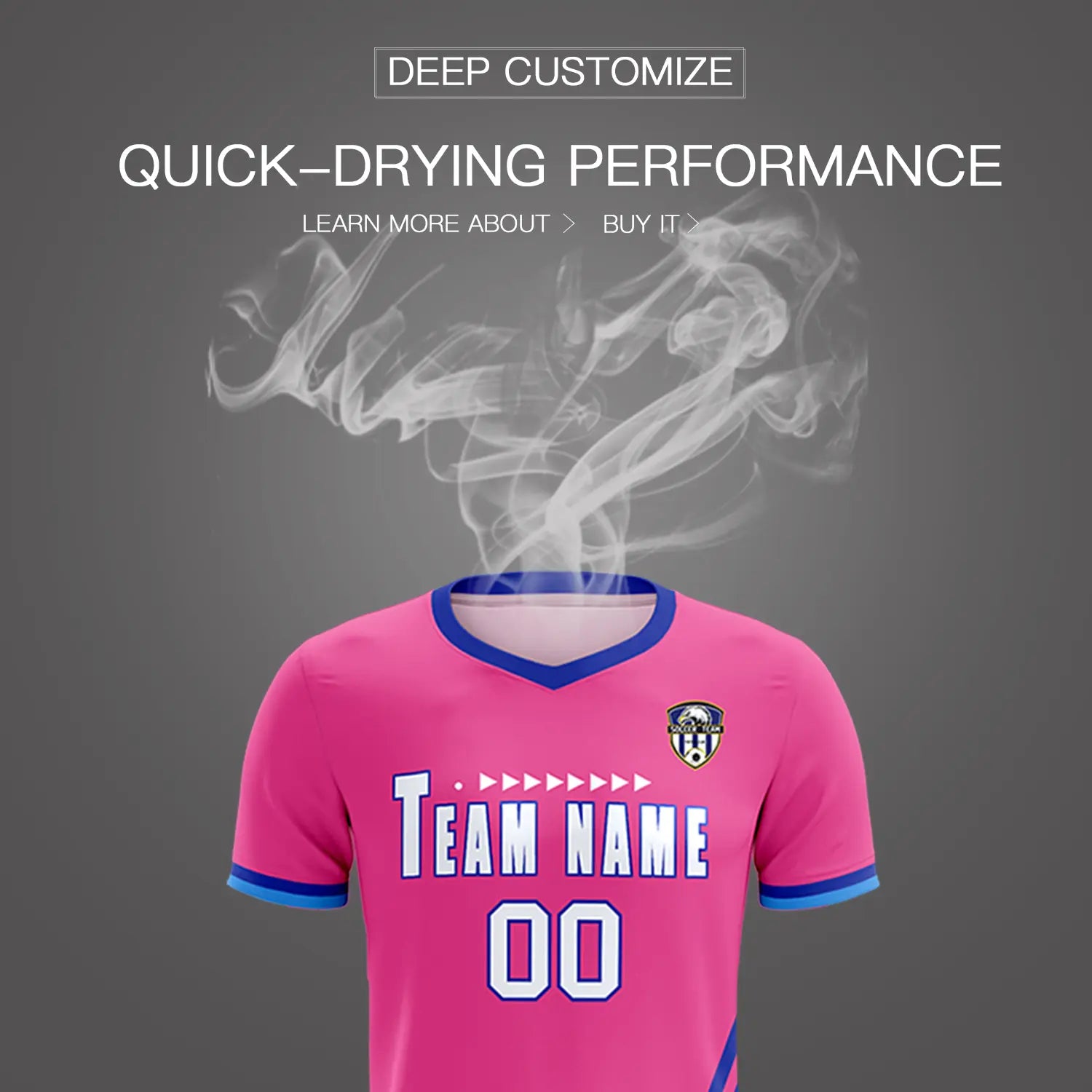 Custom Pink Royal Blue-Powder Blue Gradient Fashion Sportswear Soccer Sets Jersey