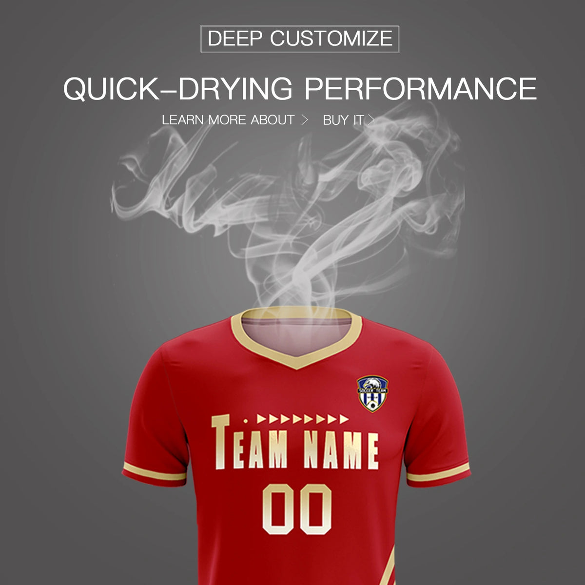 Custom Red Khaki-Khaki Gradient Fashion Sportswear Soccer Sets Jersey