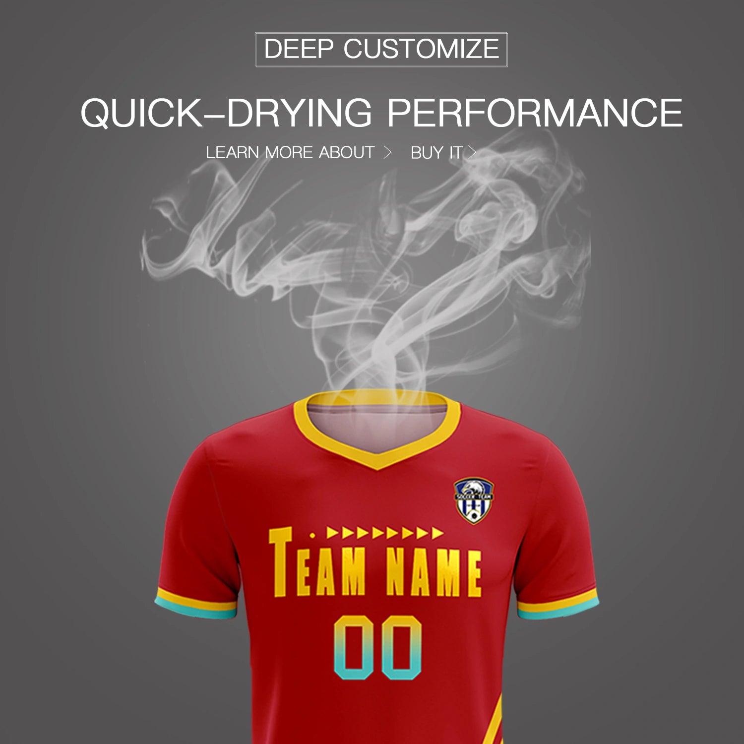 Custom Red Gold01-Aqua Gradient Fashion Sportswear Soccer Sets Jersey