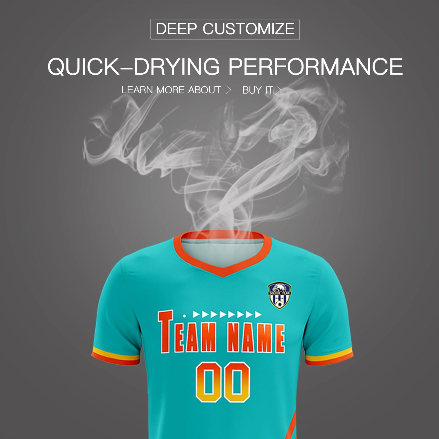 Custom Aqua Orange-Gold01 Gradient Fashion Sportswear Soccer Sets Jersey