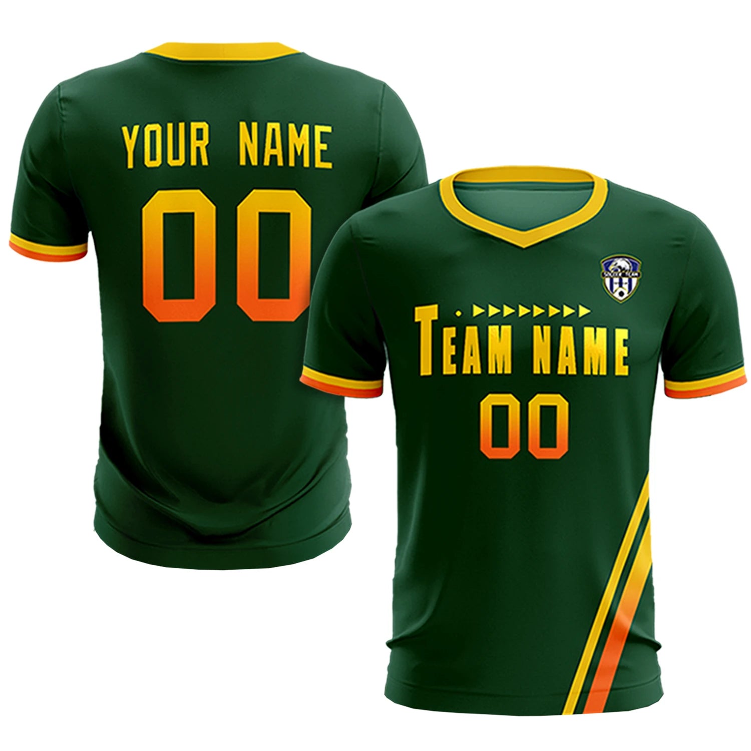 Custom Green Gold01-Orange Gradient Fashion Sportswear Soccer Sets Jersey
