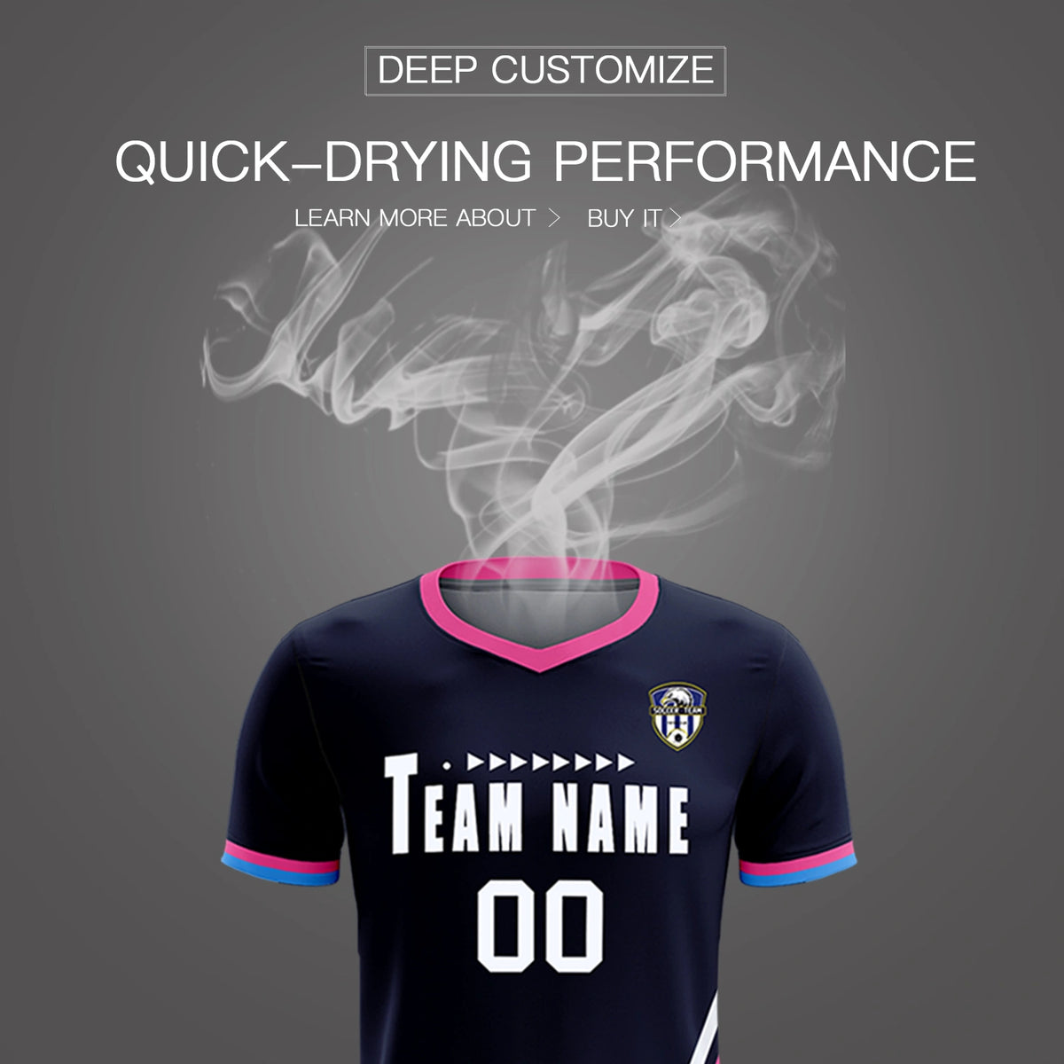 Custom Navy White-Pink Gradient Fashion Sportswear Soccer Sets Jersey