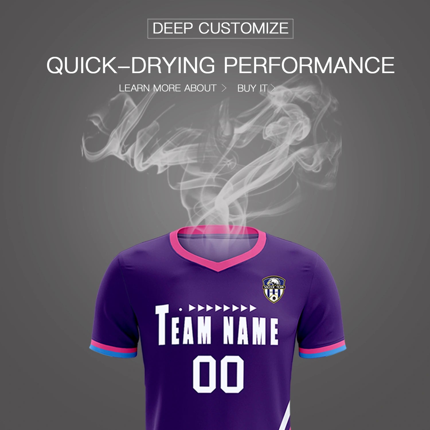 Custom Purple White-Pink Gradient Fashion Sportswear Soccer Sets Jersey