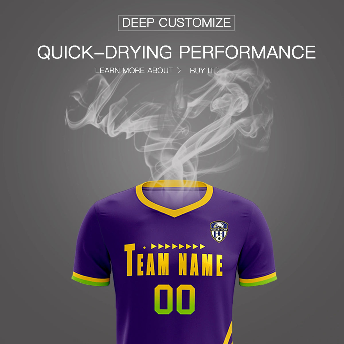 Custom Purple Gold01-Neon Green Gradient Fashion Sportswear Soccer Sets Jersey