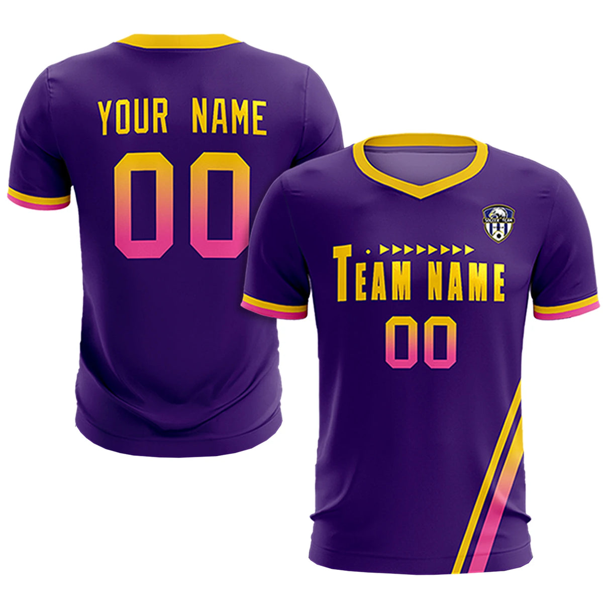 Custom Purple Gold01-Pink Gradient Fashion Sportswear Soccer Sets Jersey