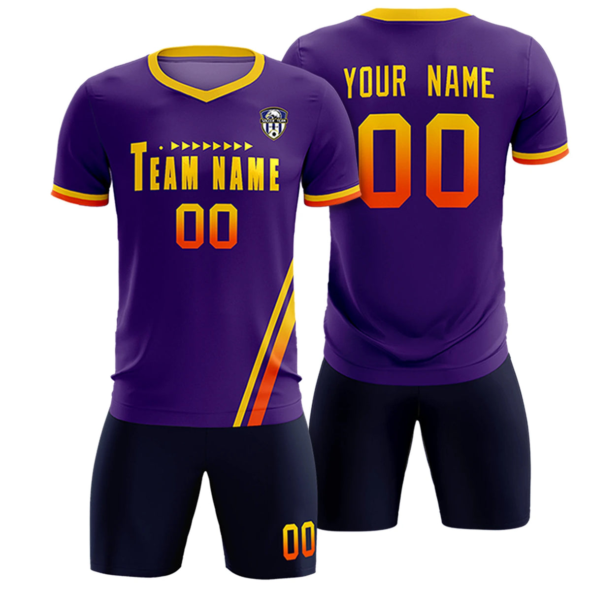 Custom Purple Gold01-Orange Gradient Fashion Sportswear Soccer Sets Jersey