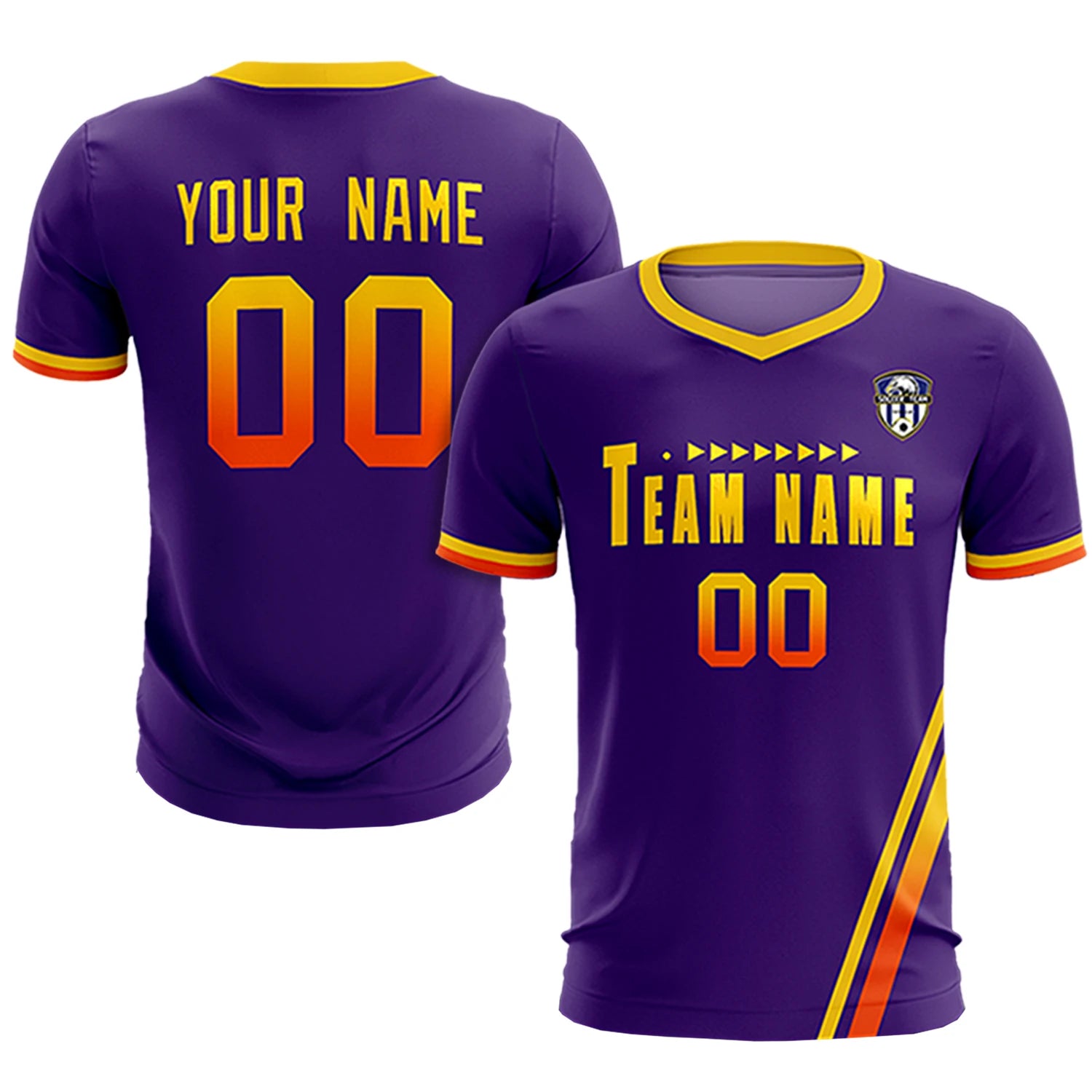 Custom Purple Gold01-Orange Gradient Fashion Sportswear Soccer Sets Jersey