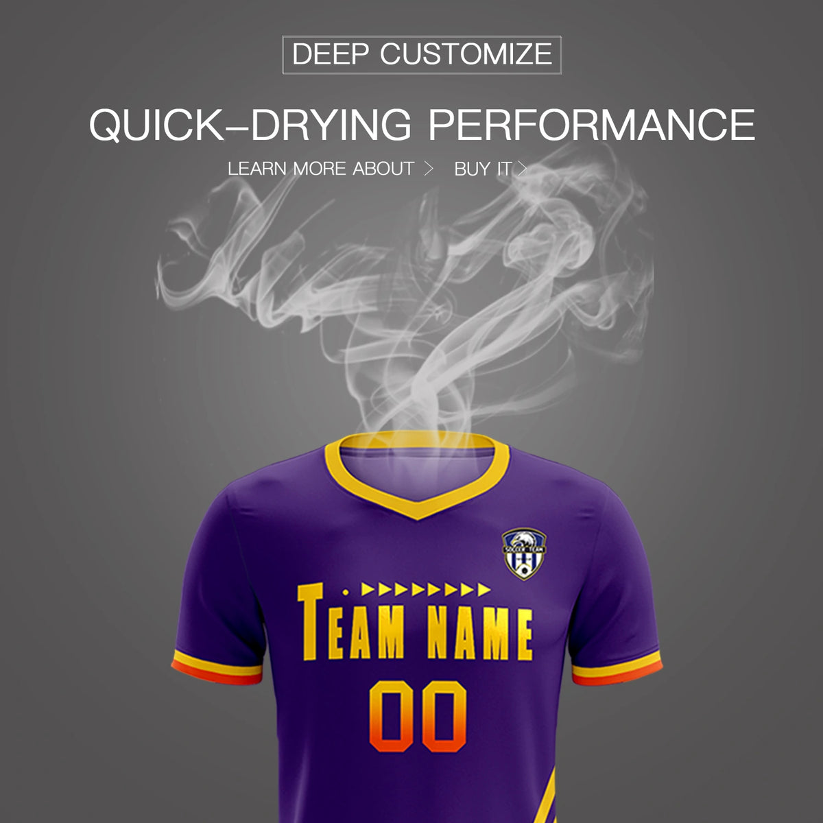 Custom Purple Gold01-Orange Gradient Fashion Sportswear Soccer Sets Jersey