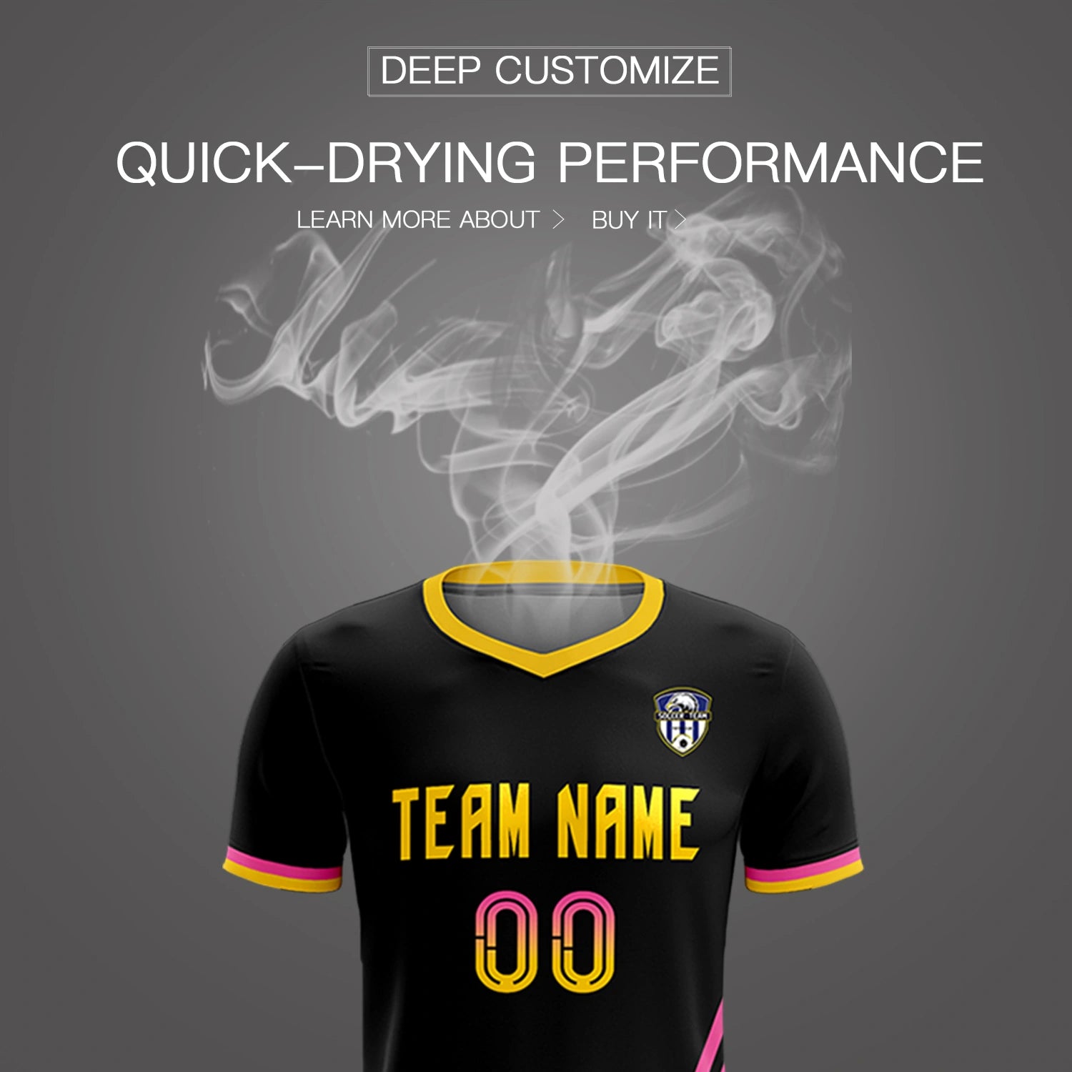 Custom Black Pink-Gold01 Gradient Fashion Sportswear Soccer Sets Jersey