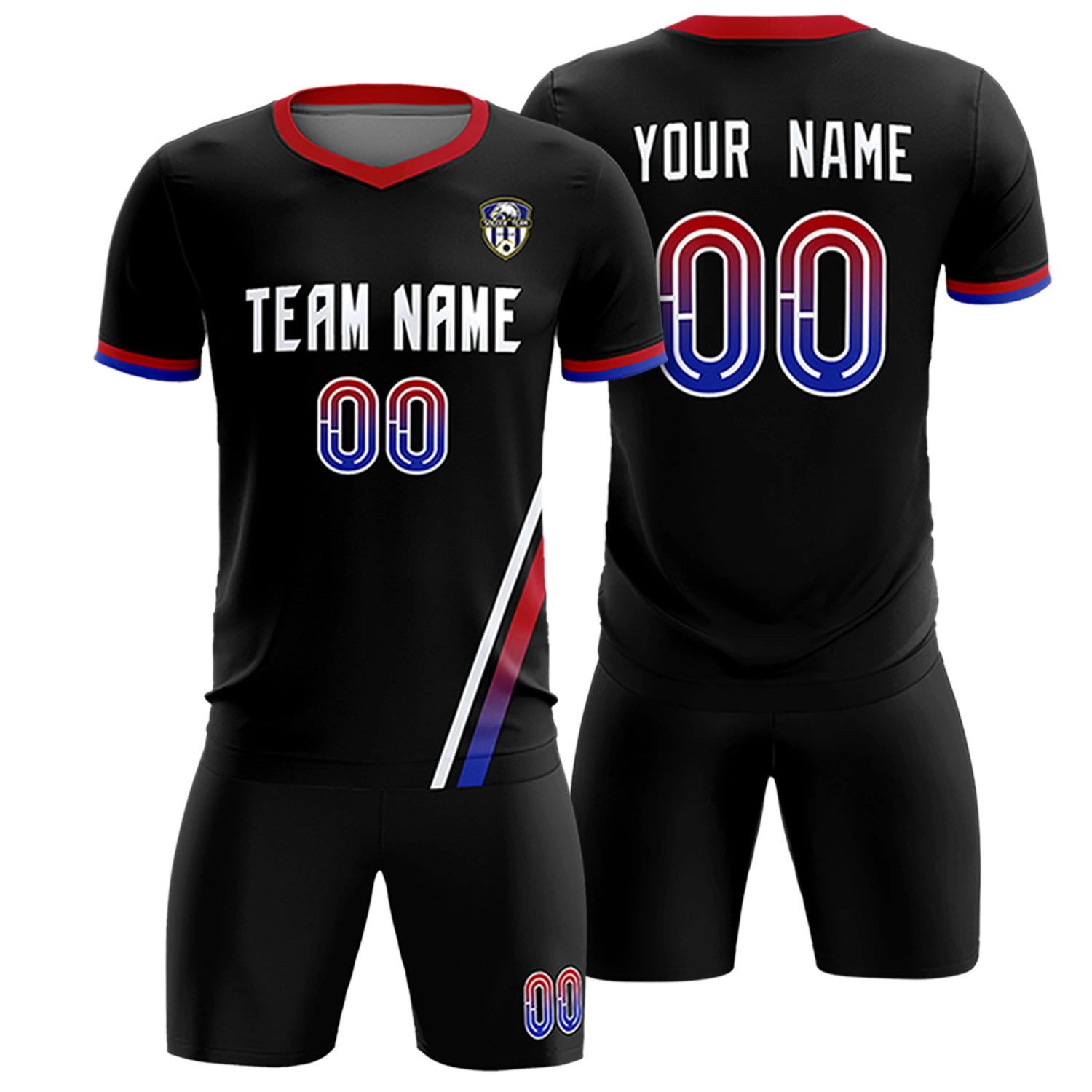 Custom Black White-Red Gradient Fashion Sportswear Soccer Sets Jersey