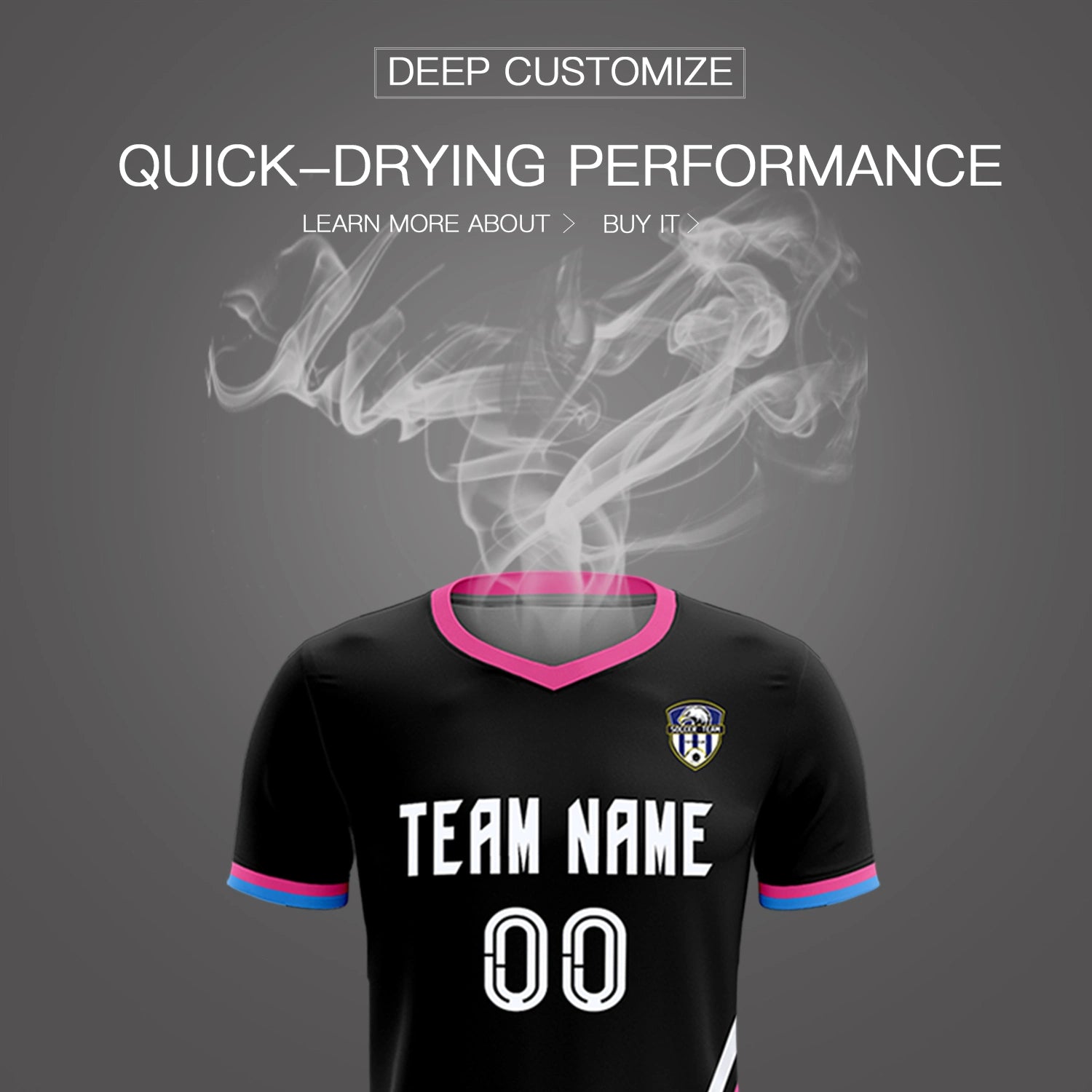 Custom Black White-Pink Gradient Fashion Sportswear Soccer Sets Jersey