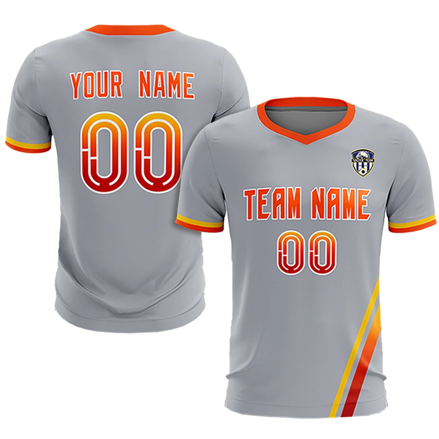 Custom Gray Gold01-Orange Gradient Fashion Sportswear Soccer Sets Jersey