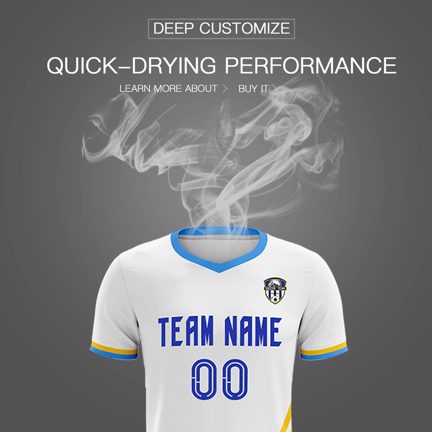 Custom White Gold01-Powder Blue Gradient Fashion Sportswear Soccer Sets Jersey