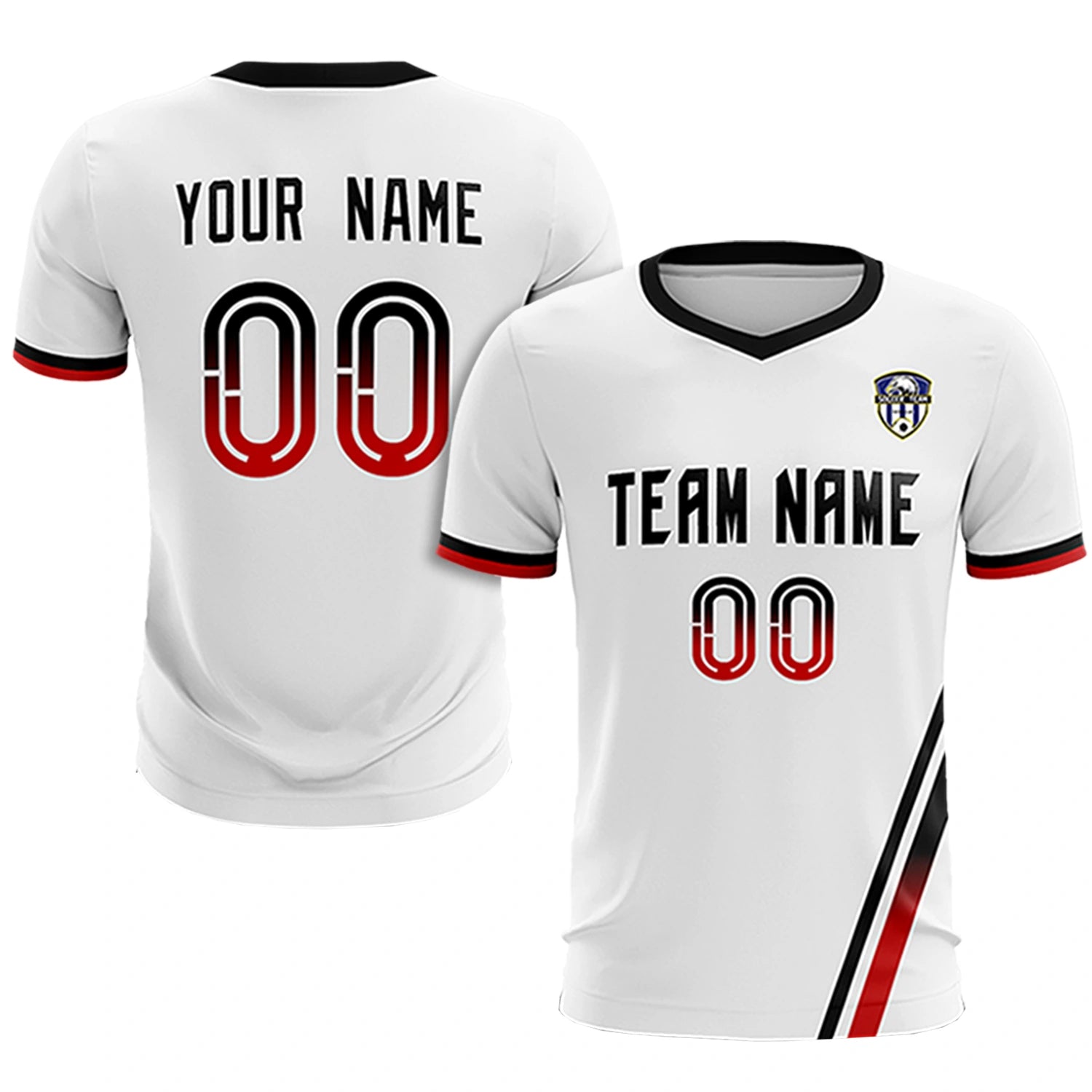 Custom White Black-Red Gradient Fashion Sportswear Soccer Sets Jersey