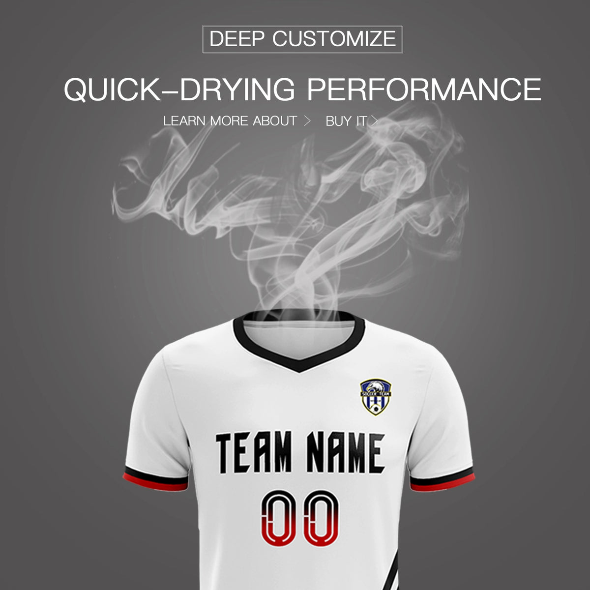 Custom White Black-Red Gradient Fashion Sportswear Soccer Sets Jersey