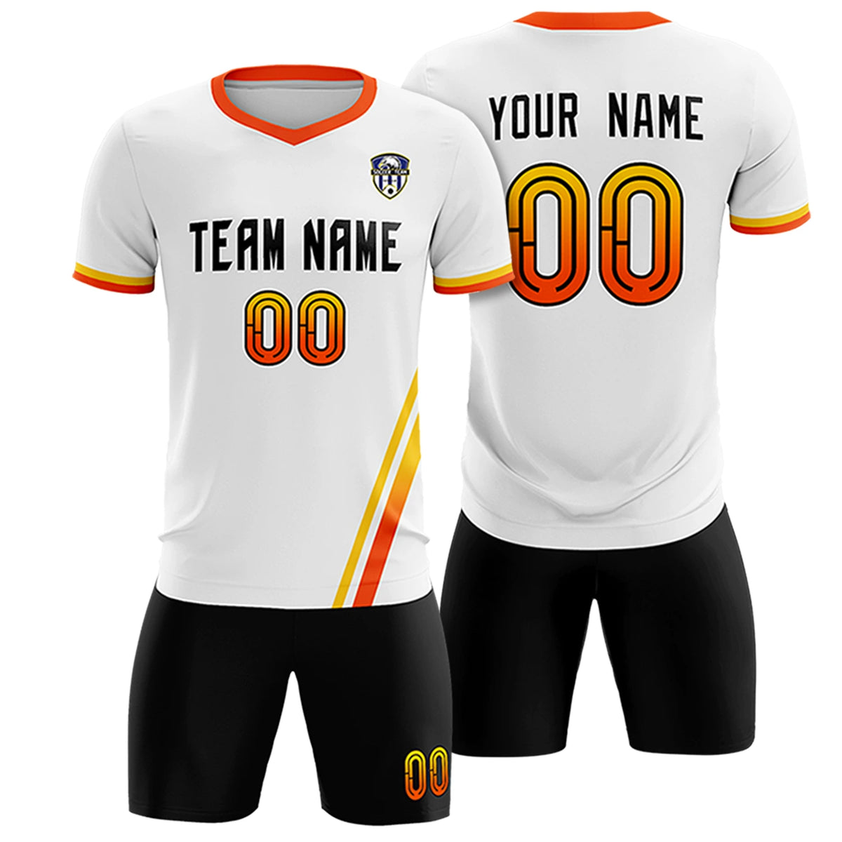 Custom White Gold01-Orange Gradient Fashion Sportswear Soccer Sets Jersey