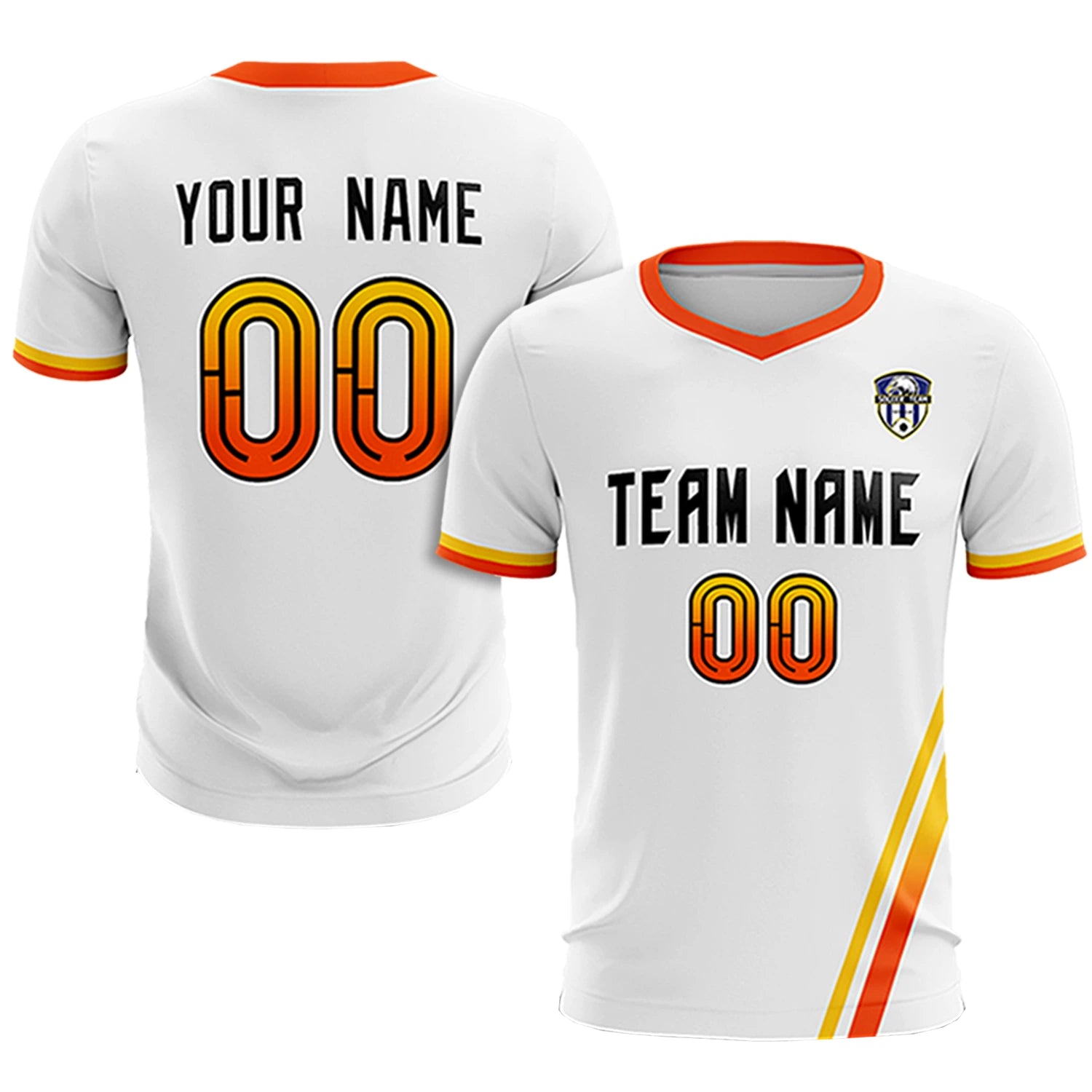 Custom White Gold01-Orange Gradient Fashion Sportswear Soccer Sets Jersey