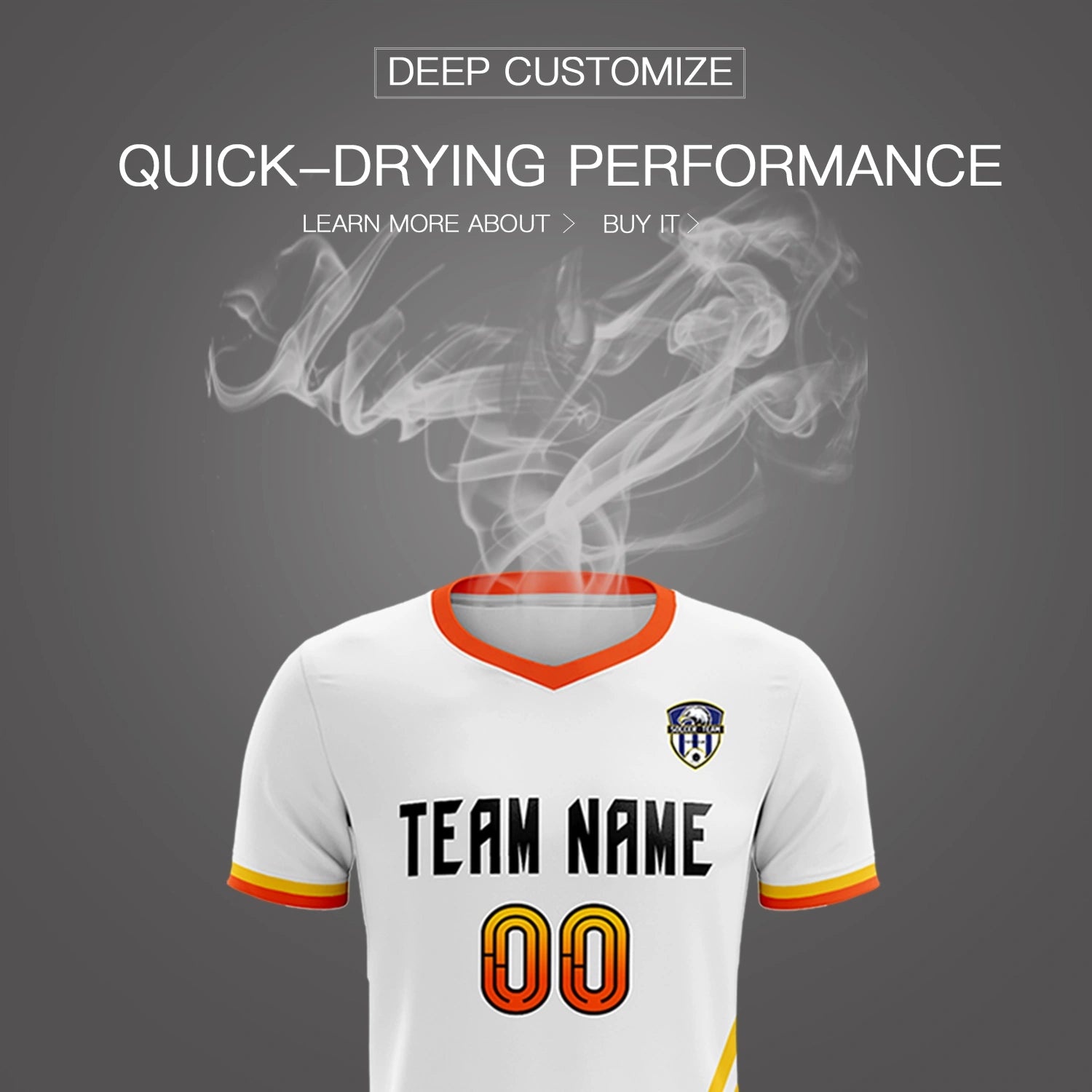 Custom White Gold01-Orange Gradient Fashion Sportswear Soccer Sets Jersey