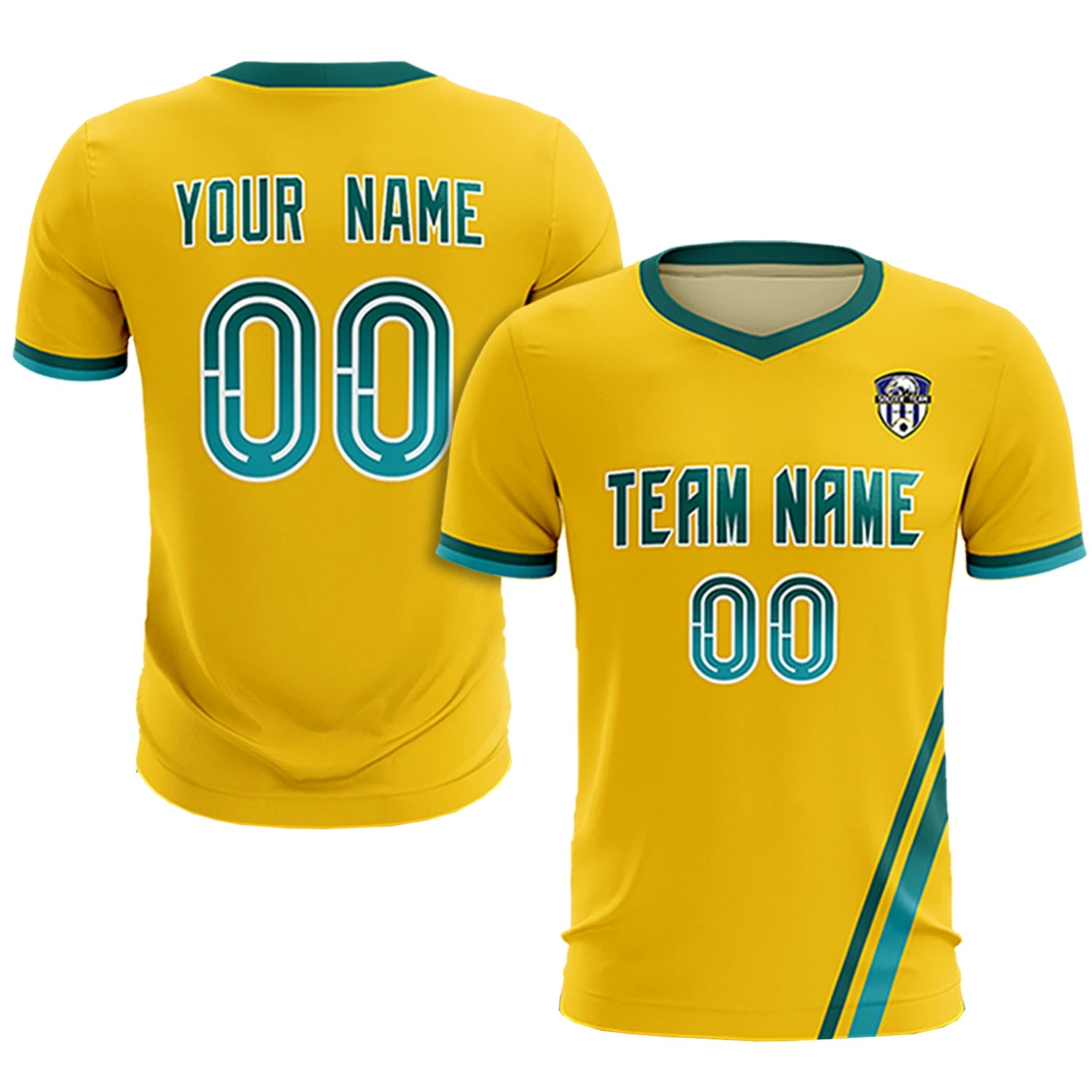Custom Gold01 Aqua-Aqua Gradient Fashion Sportswear Soccer Sets Jersey