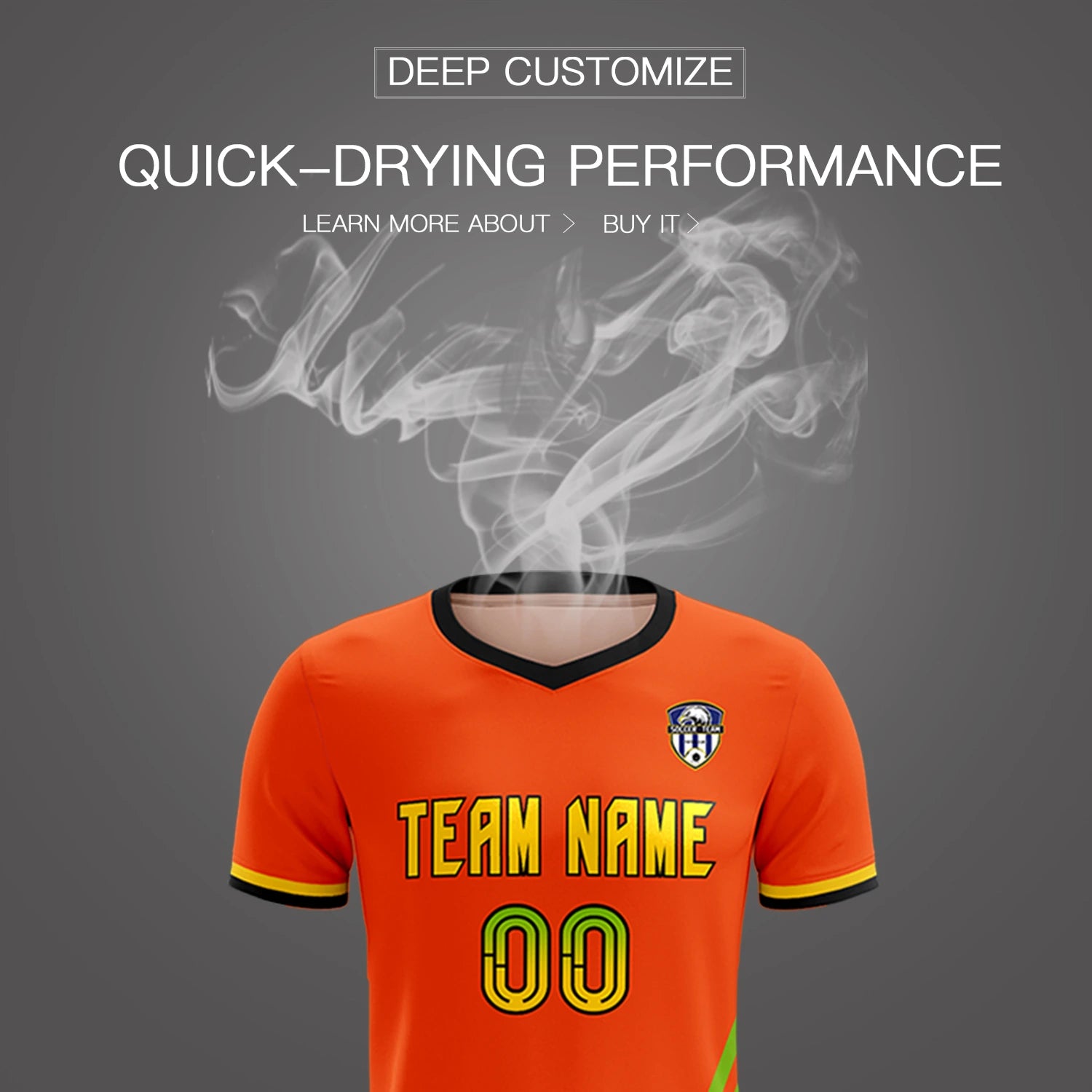 Custom Orange Neon Green-Gold01 Gradient Fashion Sportswear Soccer Sets Jersey