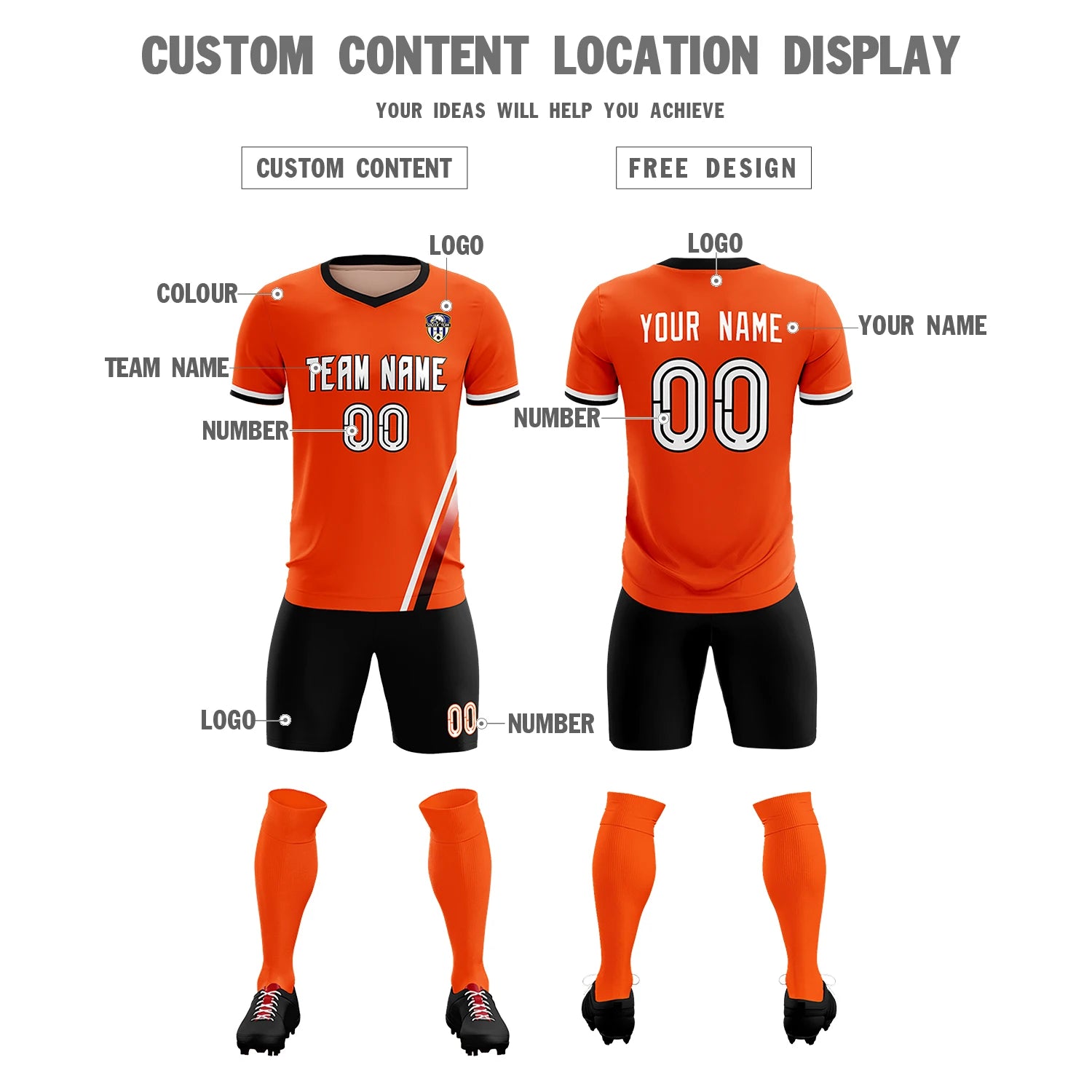 Custom Orange White-Red Gradient Fashion Sportswear Soccer Sets Jersey