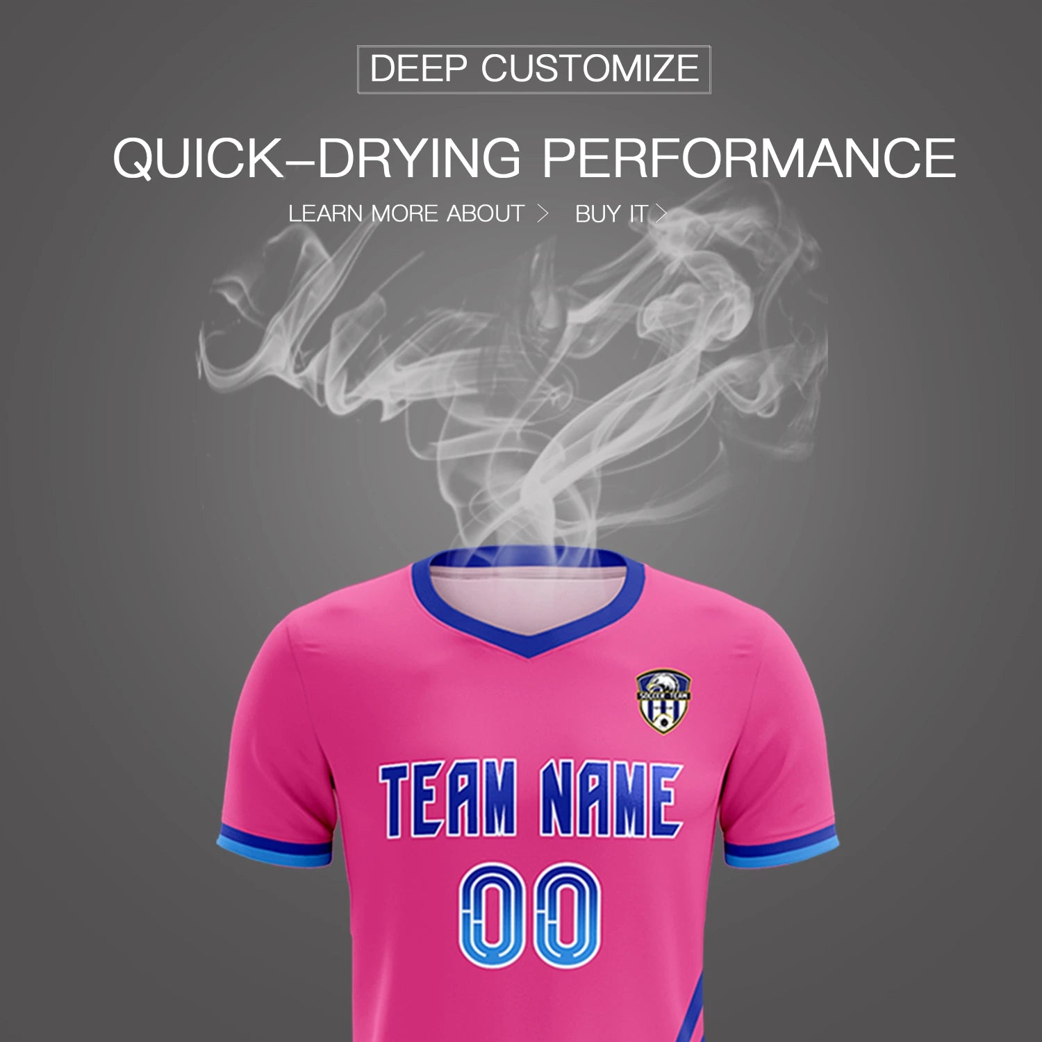 Custom Pink Royal Blue-Powder Blue Gradient Fashion Sportswear Soccer Sets Jersey