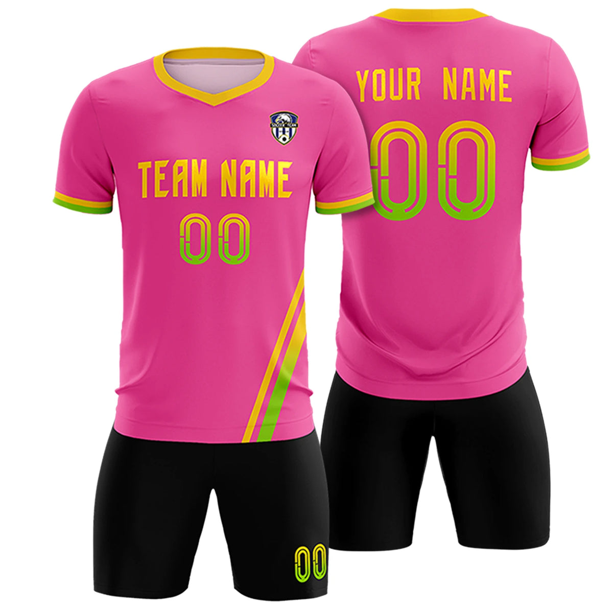Custom Pink Gold01-Neon Green Gradient Fashion Sportswear Soccer Sets Jersey
