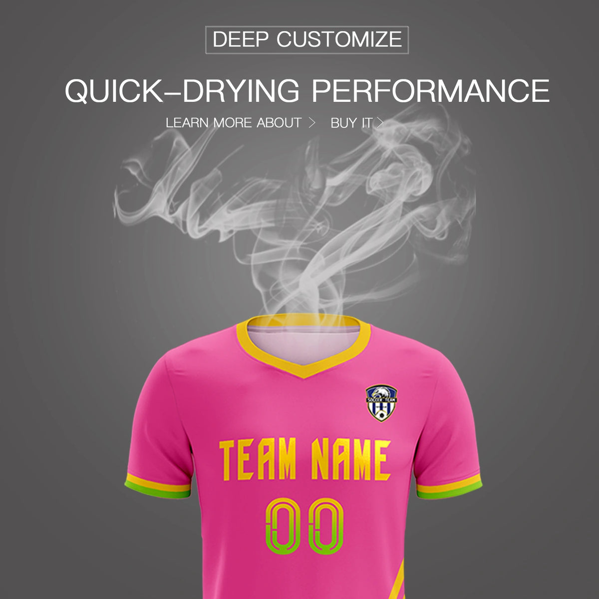 Custom Pink Gold01-Neon Green Gradient Fashion Sportswear Soccer Sets Jersey