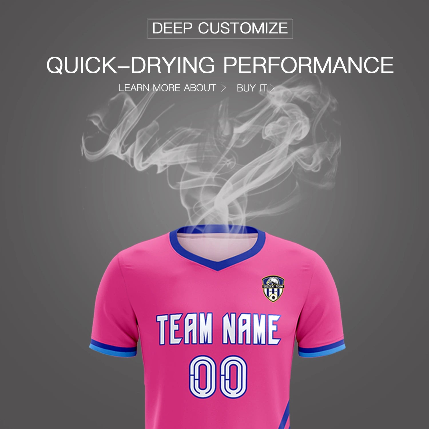 Custom Pink Royal Blue-Powder Blue Gradient Fashion Sportswear Soccer Sets Jersey