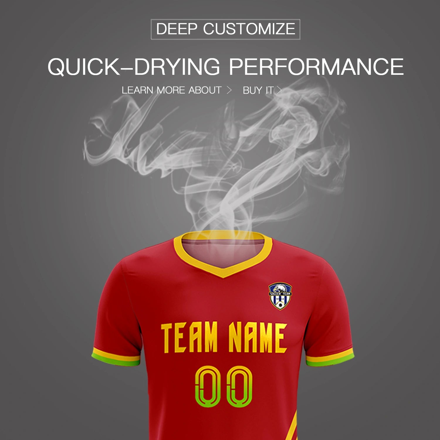 Custom Red Gold01-Neon Green Gradient Fashion Sportswear Soccer Sets Jersey