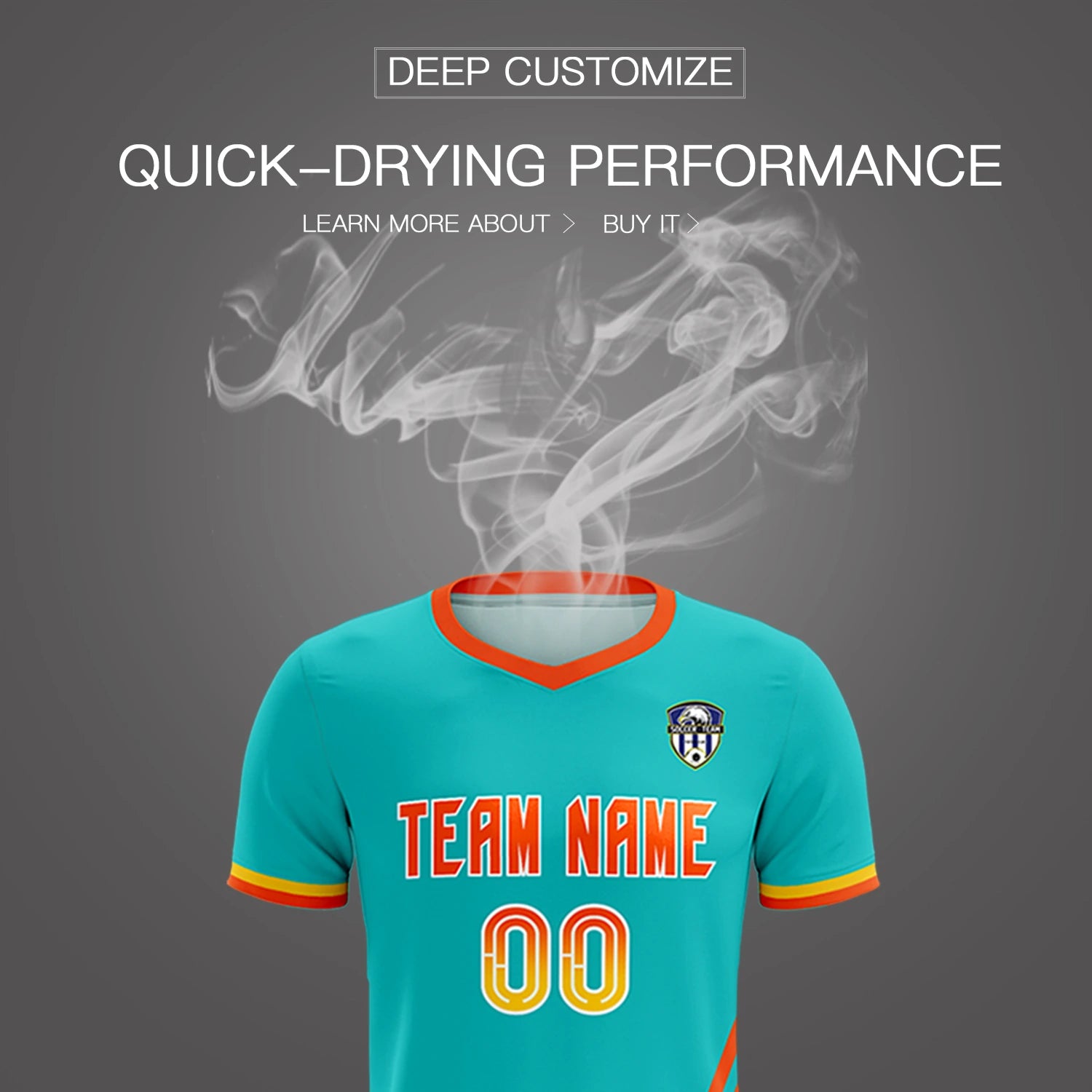 Custom Aqua Orange-Gold01 Gradient Fashion Sportswear Soccer Sets Jersey