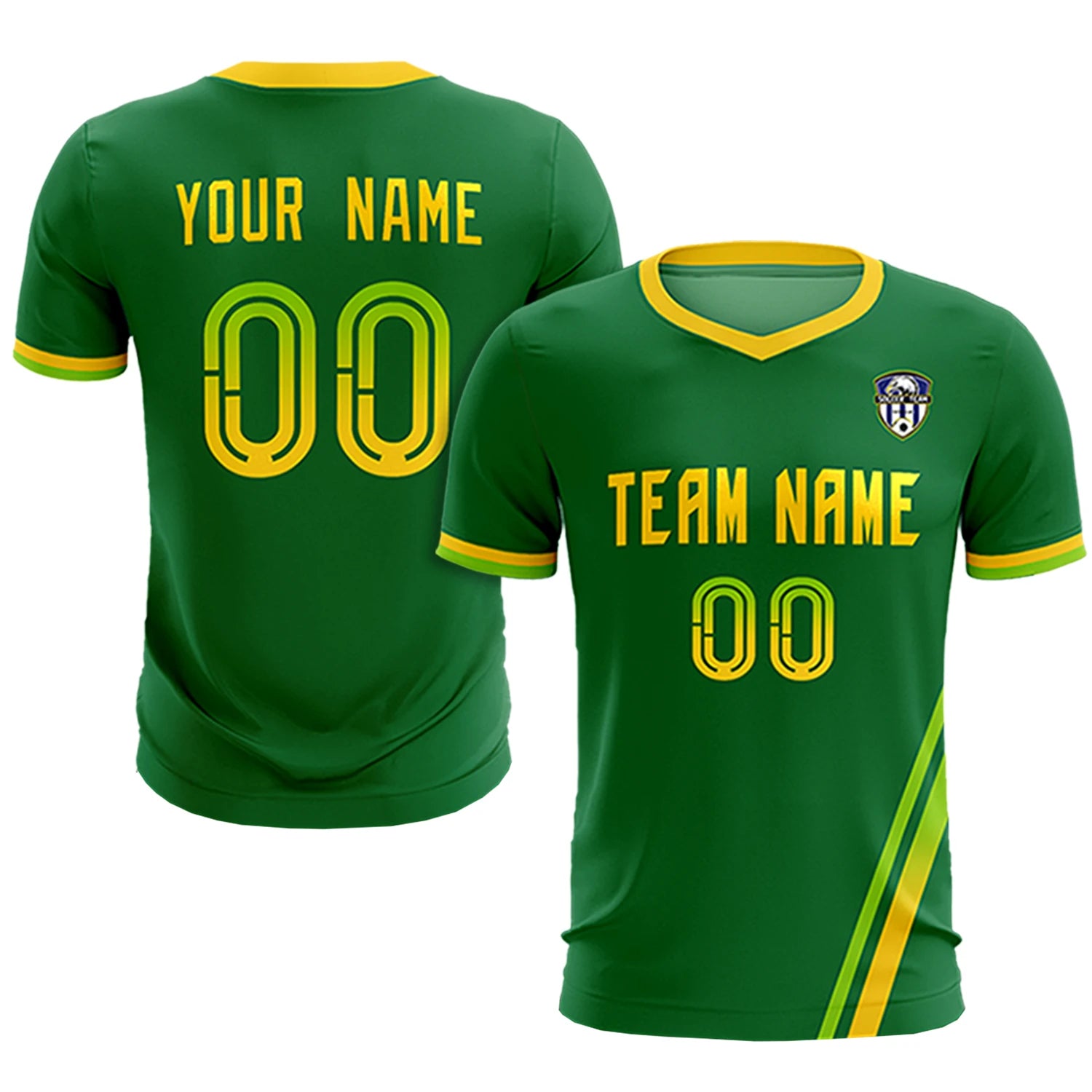Custom Kelly Green Neon Green-Gold01 Gradient Fashion Sportswear Soccer Sets Jersey